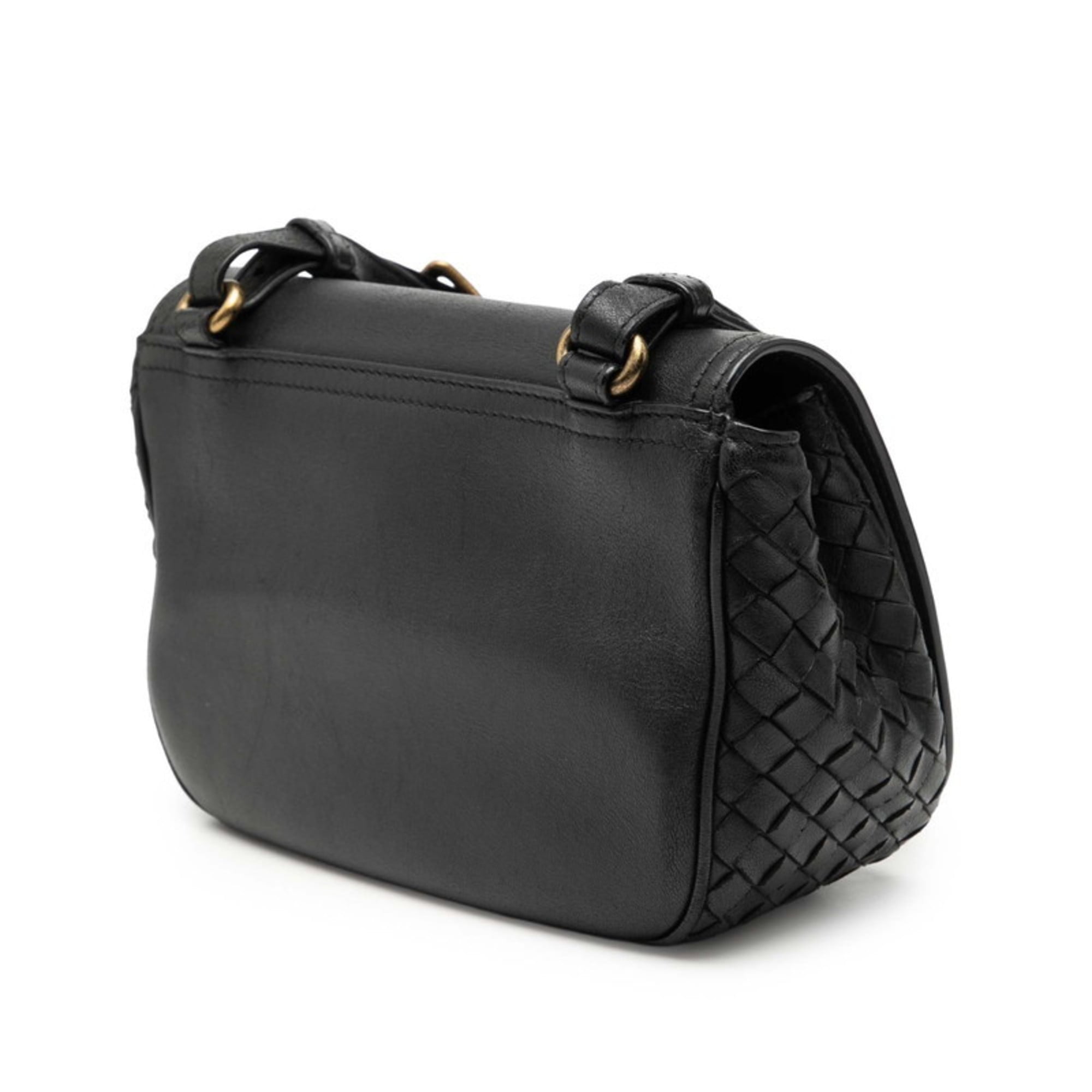 Bottega Veneta Black Leather Shoulder Bag (Pre-Owned)