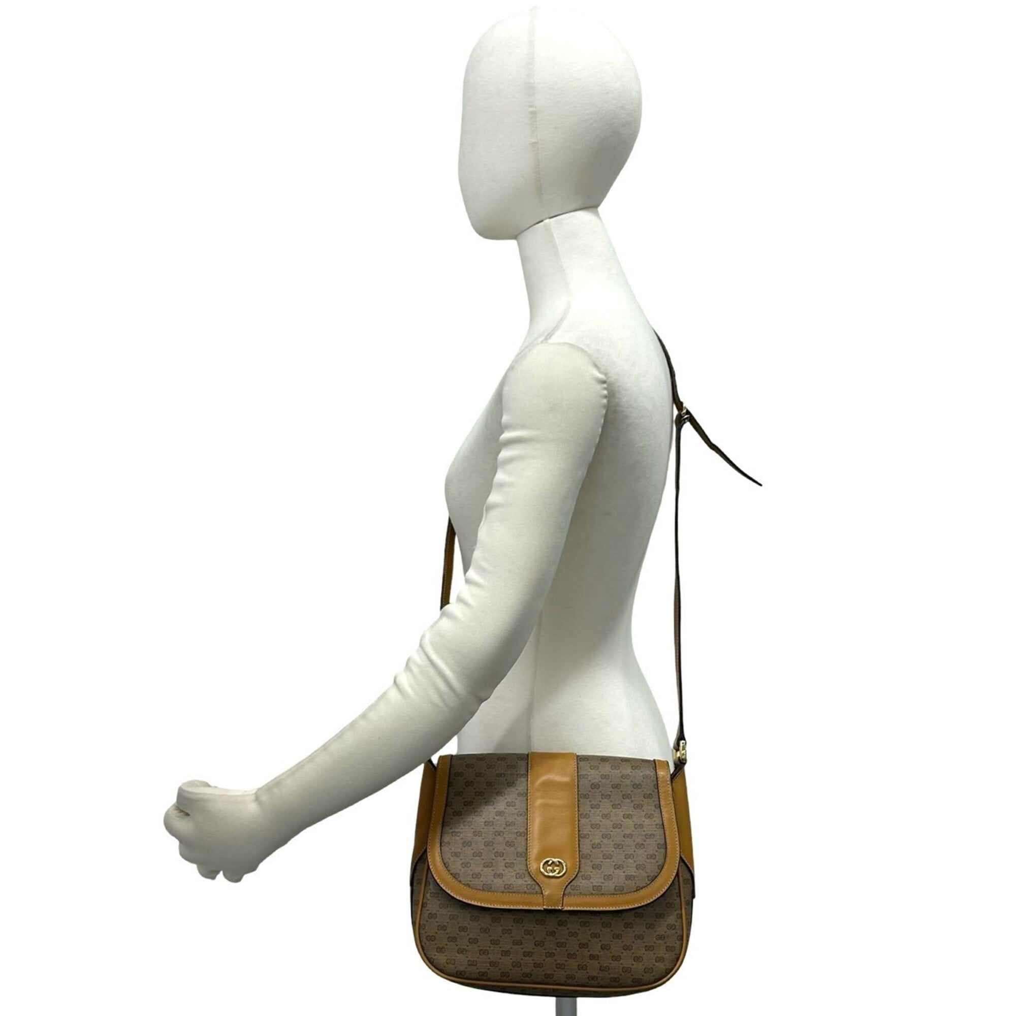 Gucci Brown Leather Pvc Pochette Shoulder Bag (Pre-Owned)