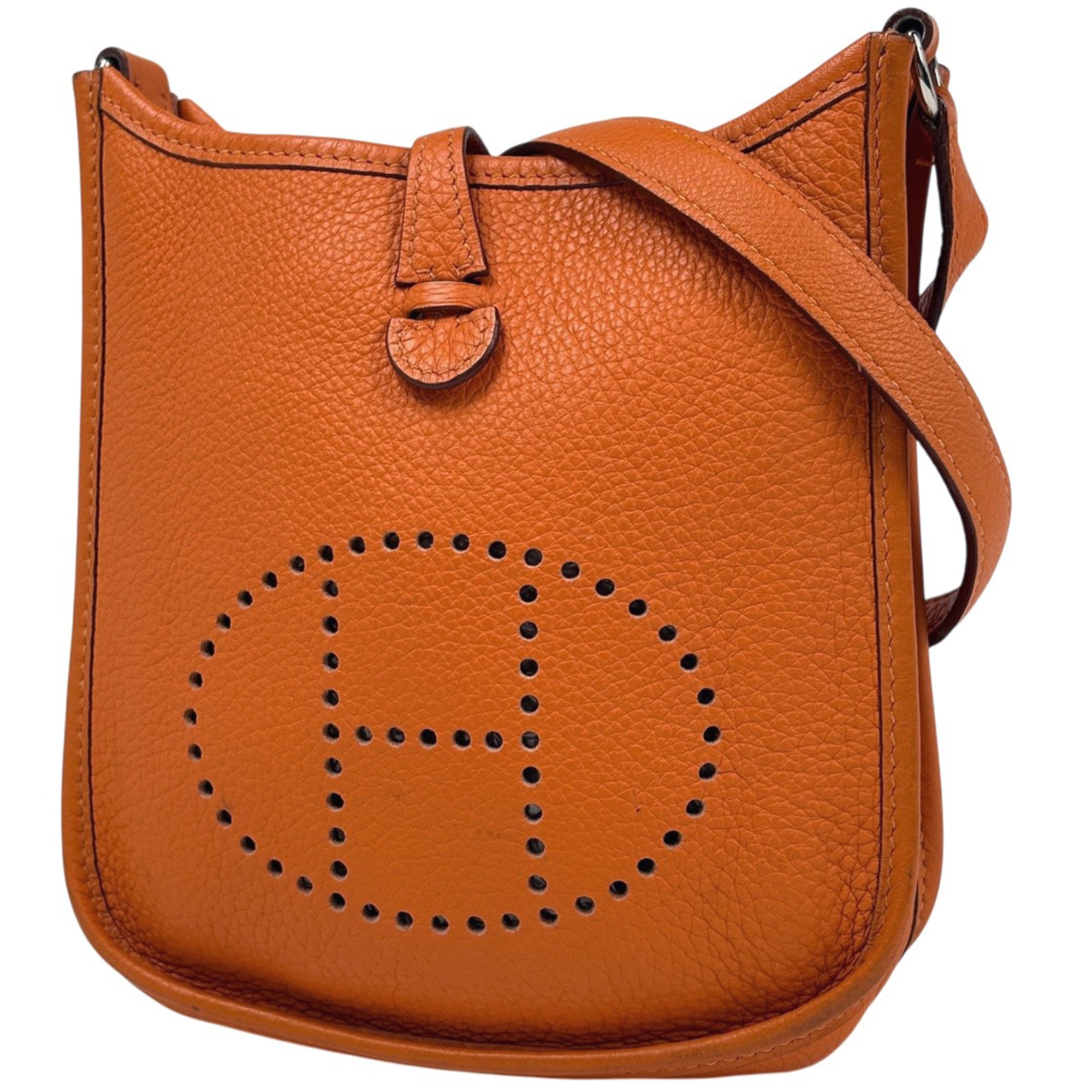 Hermes Evelyne Orange Taurillon Clemence Leather Pochette Shoulder Bag (Pre-Owned)