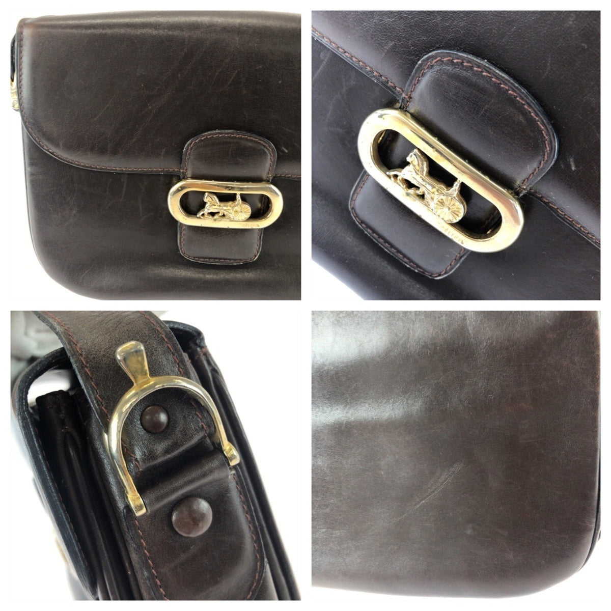 Celine Brown Dark Brown Leather Pochette Shoulder Bag (Pre-Owned)