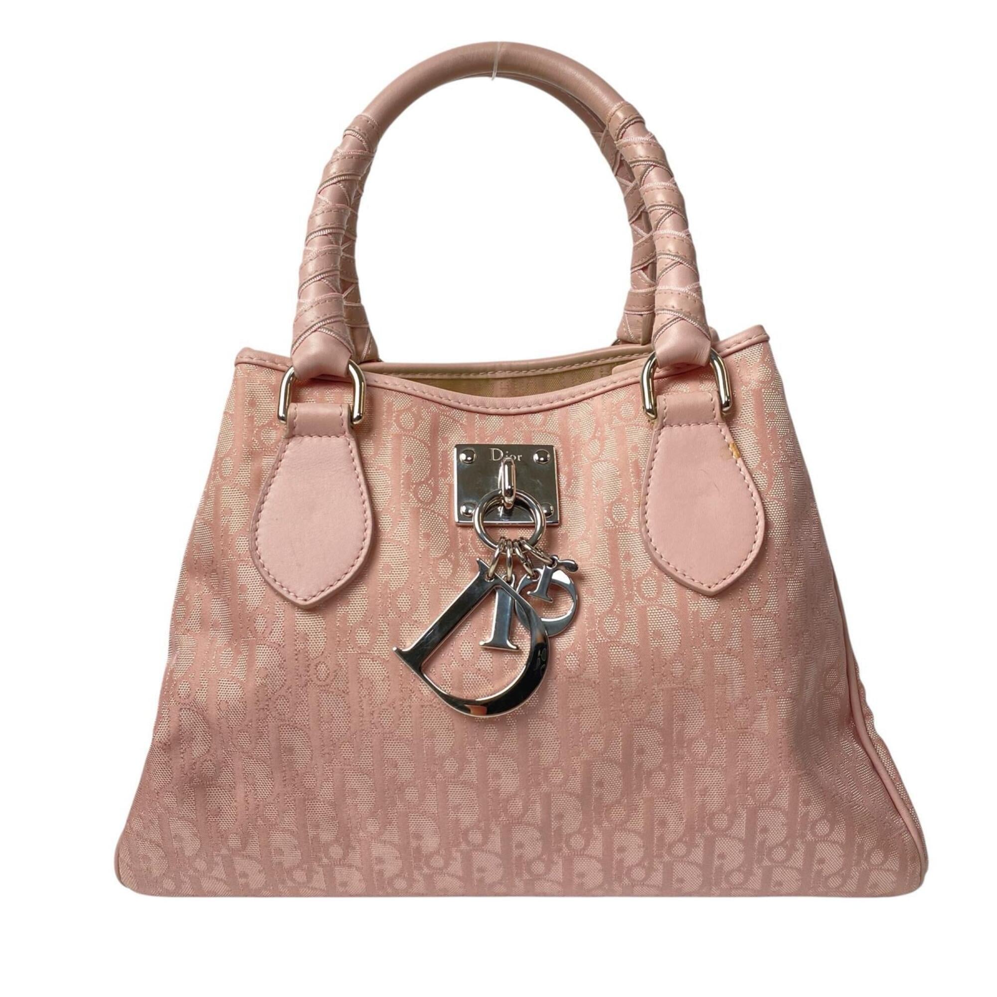 Christian Dior Pink Canvas Handbag Tote Bag (Pre-Owned)