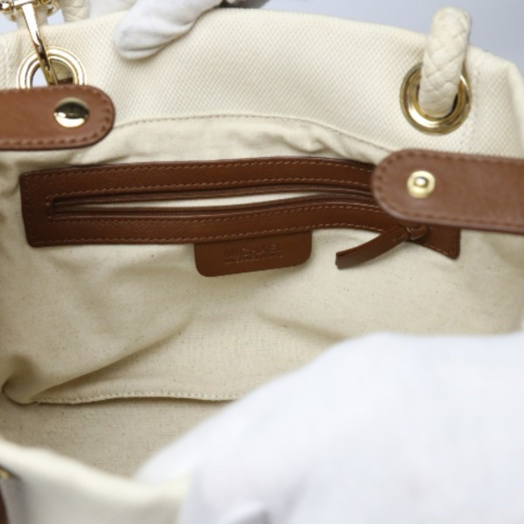 Michael Kors Brown White Canvas Tote Bag (Pre-Owned)