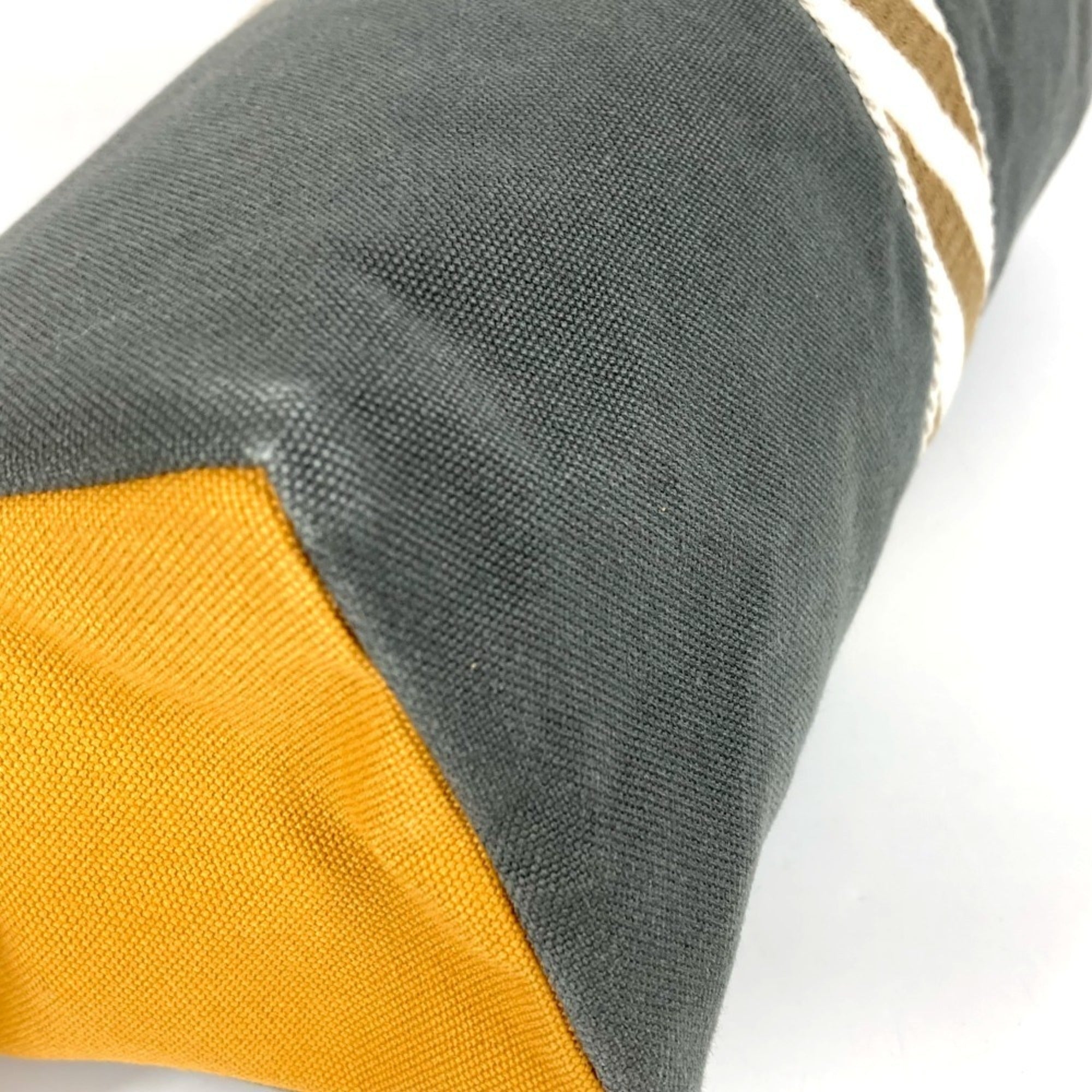 Hermes Gray Yellow Cotton Clutch Bag Pouch (Pre-Owned)