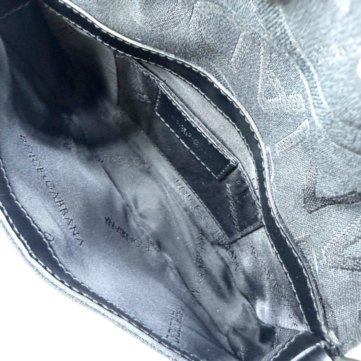 Dolce & Gabbana Black Canvas Leather Handbag Pouch (Pre-Owned)