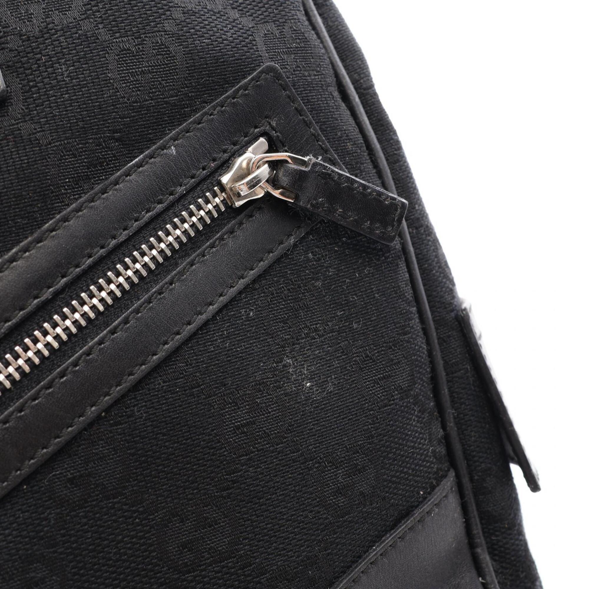 Gucci Gg Canvas Black Gg Canvas Leather Handbag (Pre-Owned)