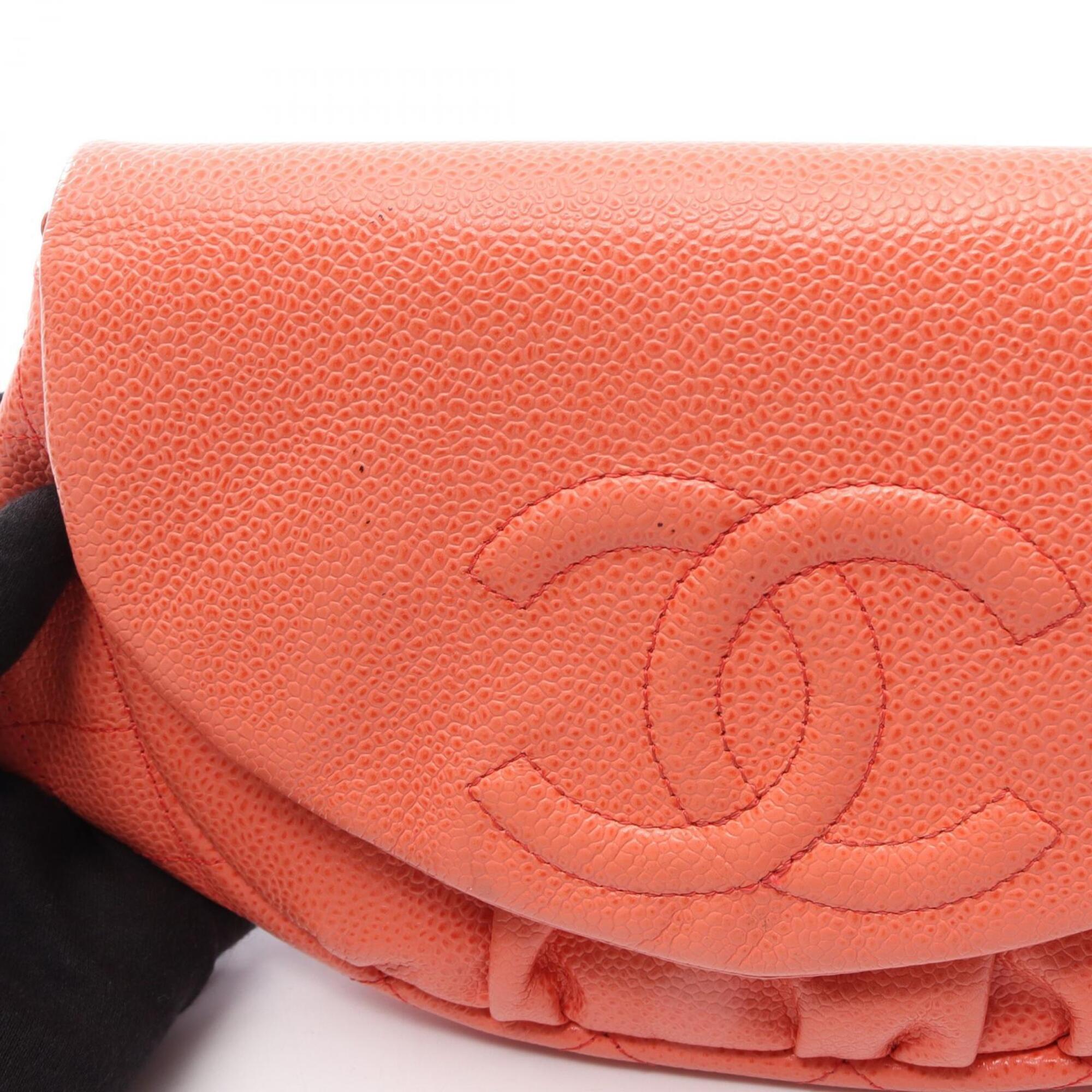 Chanel Orange Leather Handbag Shoulder Bag (Pre-Owned)