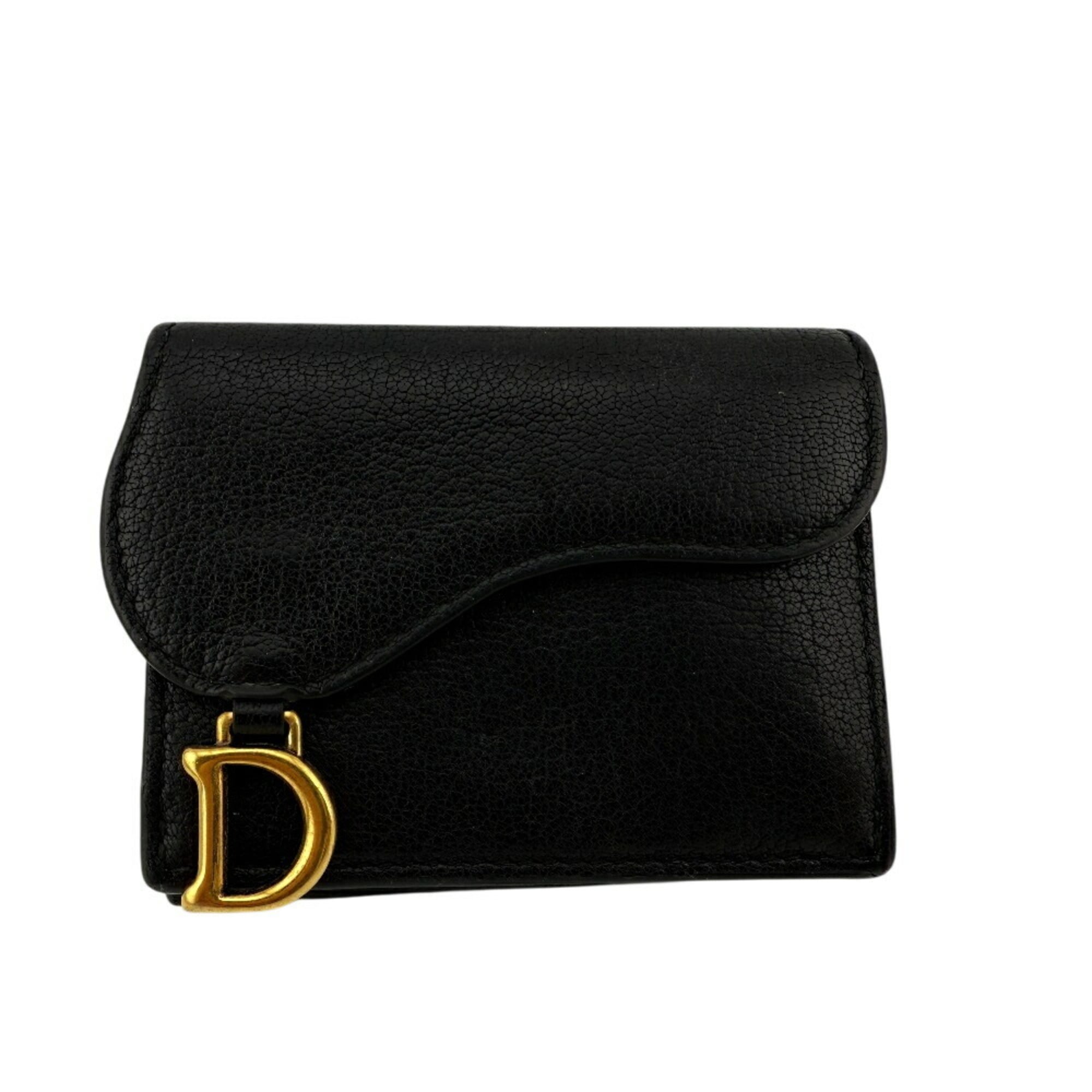 Christian Dior Black Leather Wallet (Tri-Fold) (Pre-Owned)
