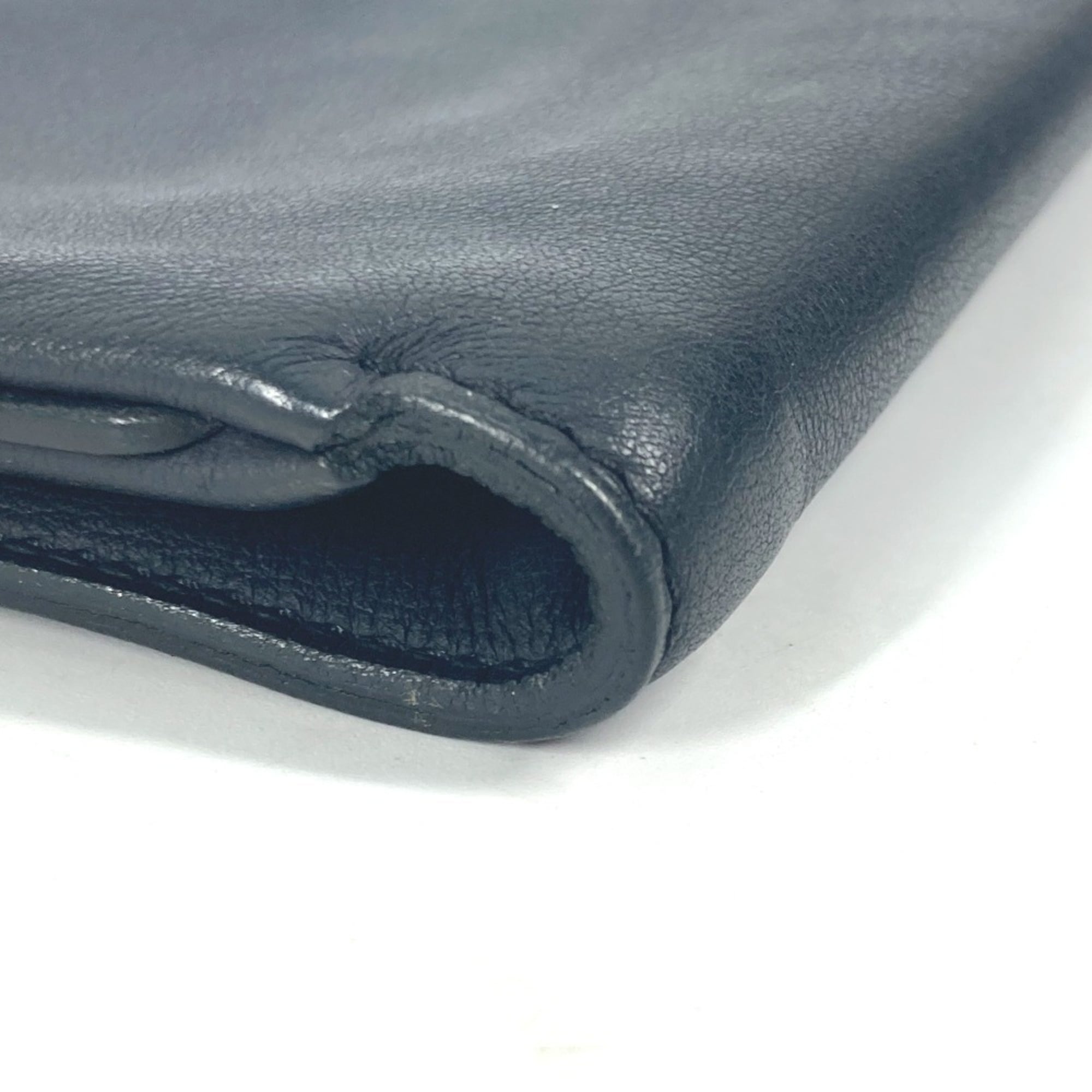 Hermes Navy Leather Clutch Bag Pouch (Pre-Owned)