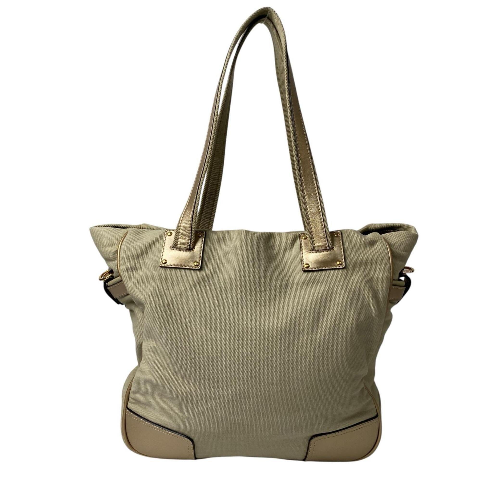 Loewe Beige Canvas Leather Shoulder Bag Tote Bag (Pre-Owned)