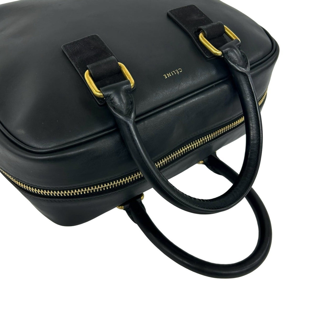 Celine Black Leather Boston Bag Handbag (Pre-Owned)