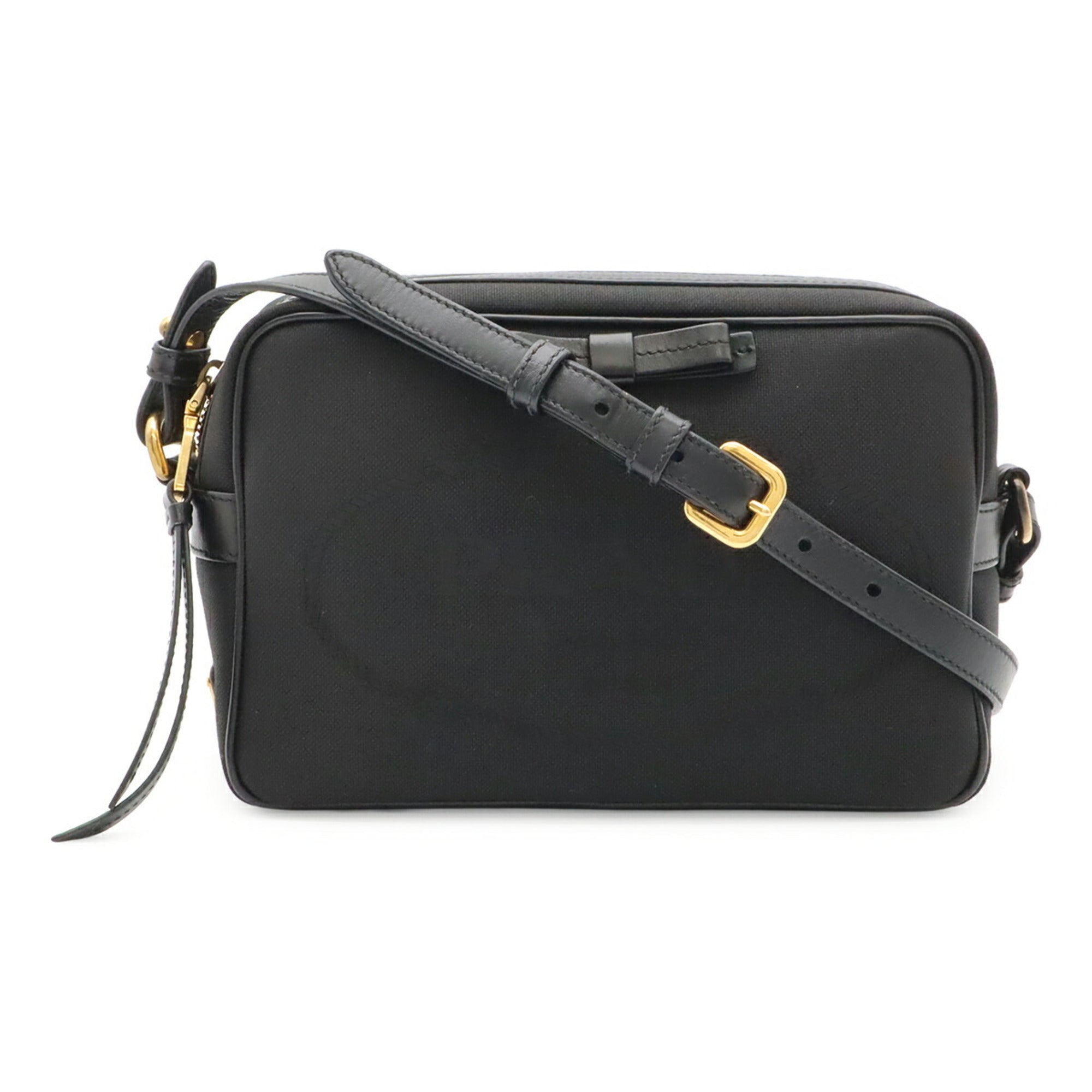 Prada Black Nero Canvas Leather Shoulder Bag (Pre-Owned)