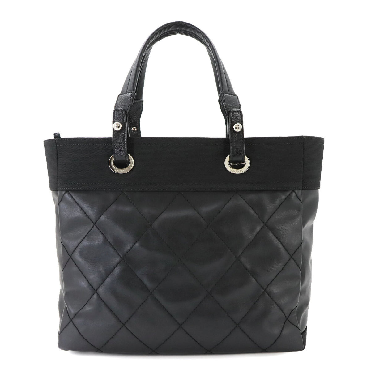 Chanel Black Nylon Pvc Leather Handbag Tote Bag (Pre-Owned)