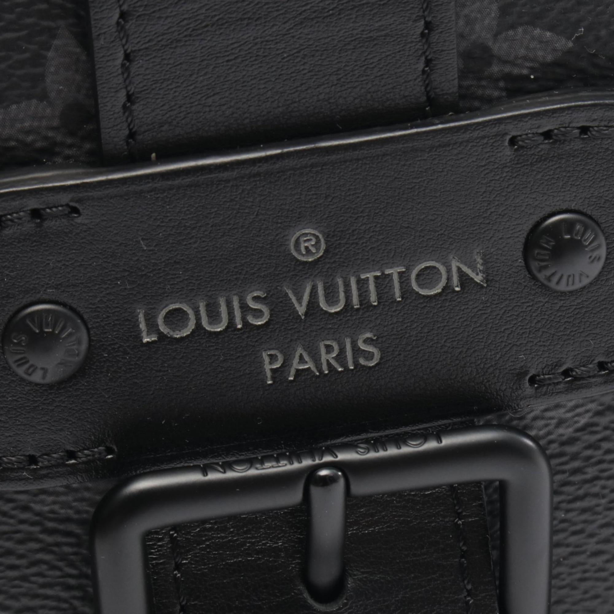 Louis Vuitton Black Coated Canvas Leather Handbag Shoulder Bag (Pre-Owned)