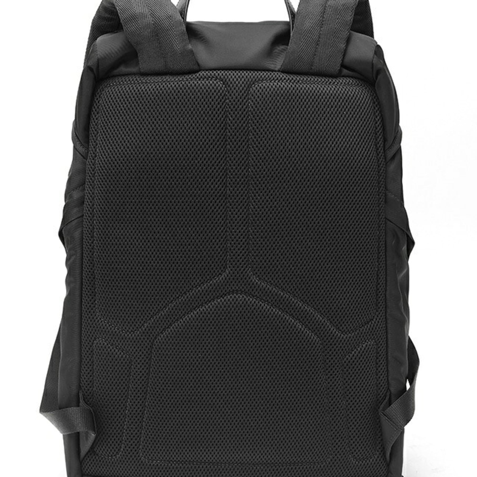 Prada Black Fabric Saffiano Triangle Leather Backpack (Pre-Owned)