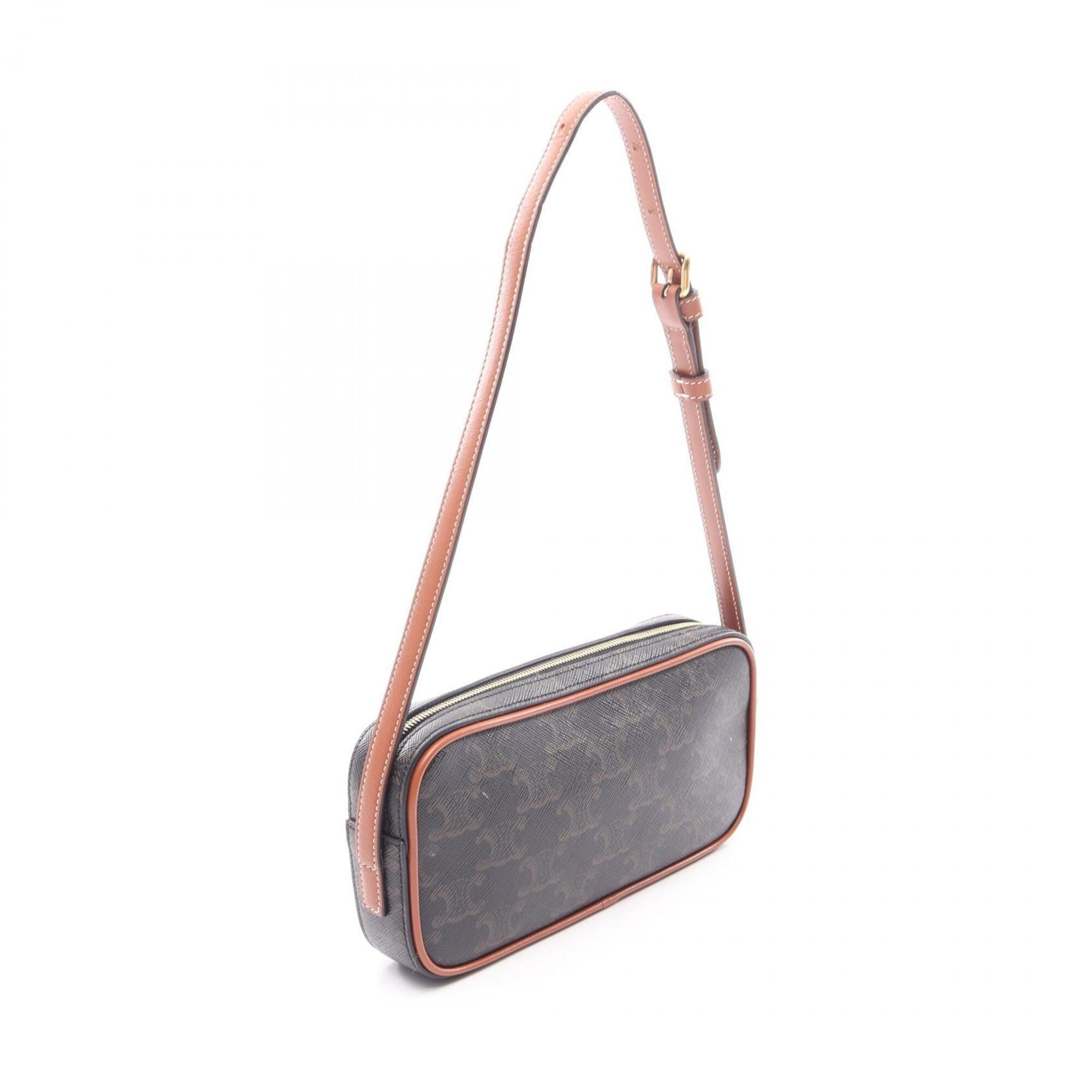 Celine Black Brown Coated Canvas Pvc Leather Handbag Shoulder Bag (Pre-Owned)