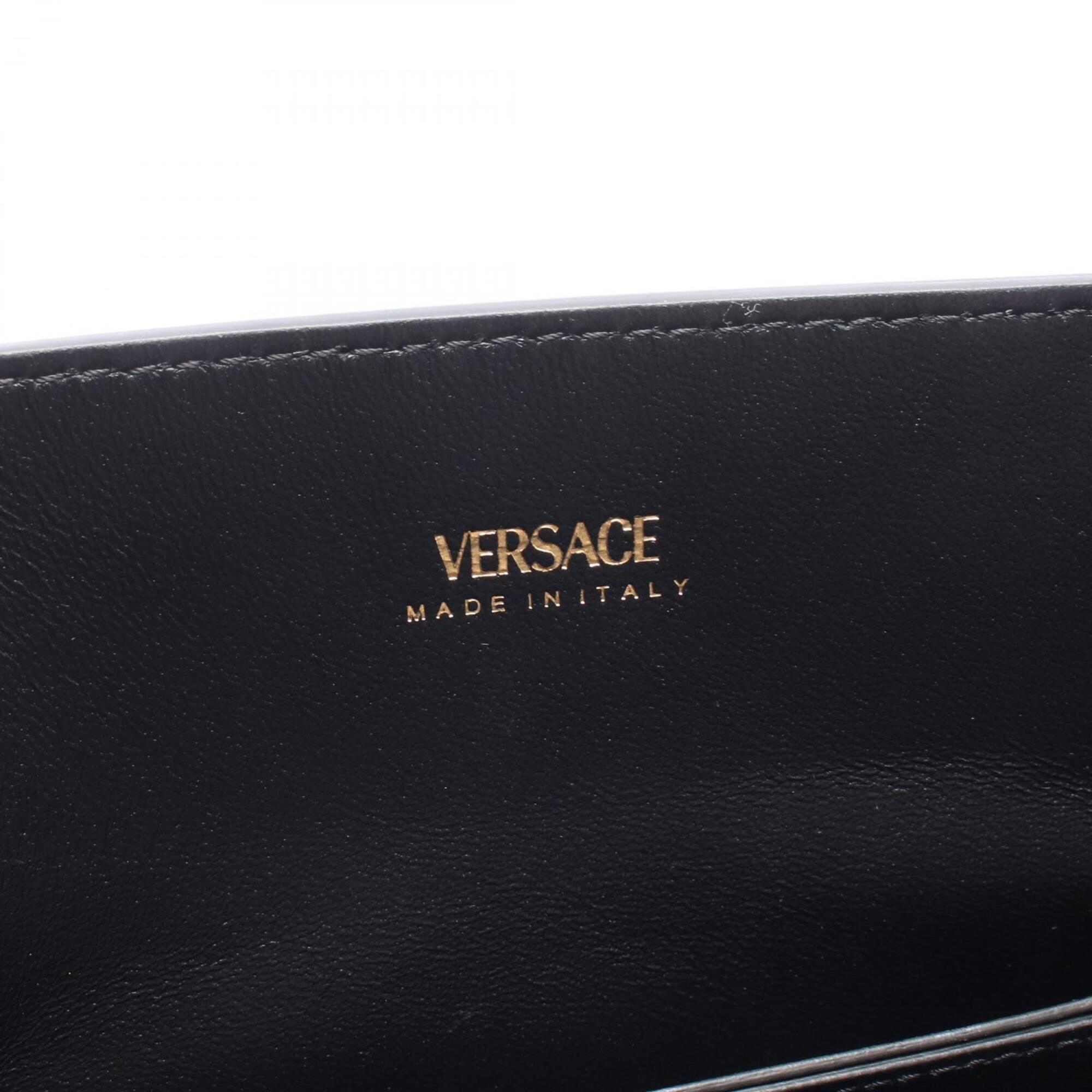Versace Black Leather Handbag Shoulder Bag (Pre-Owned)