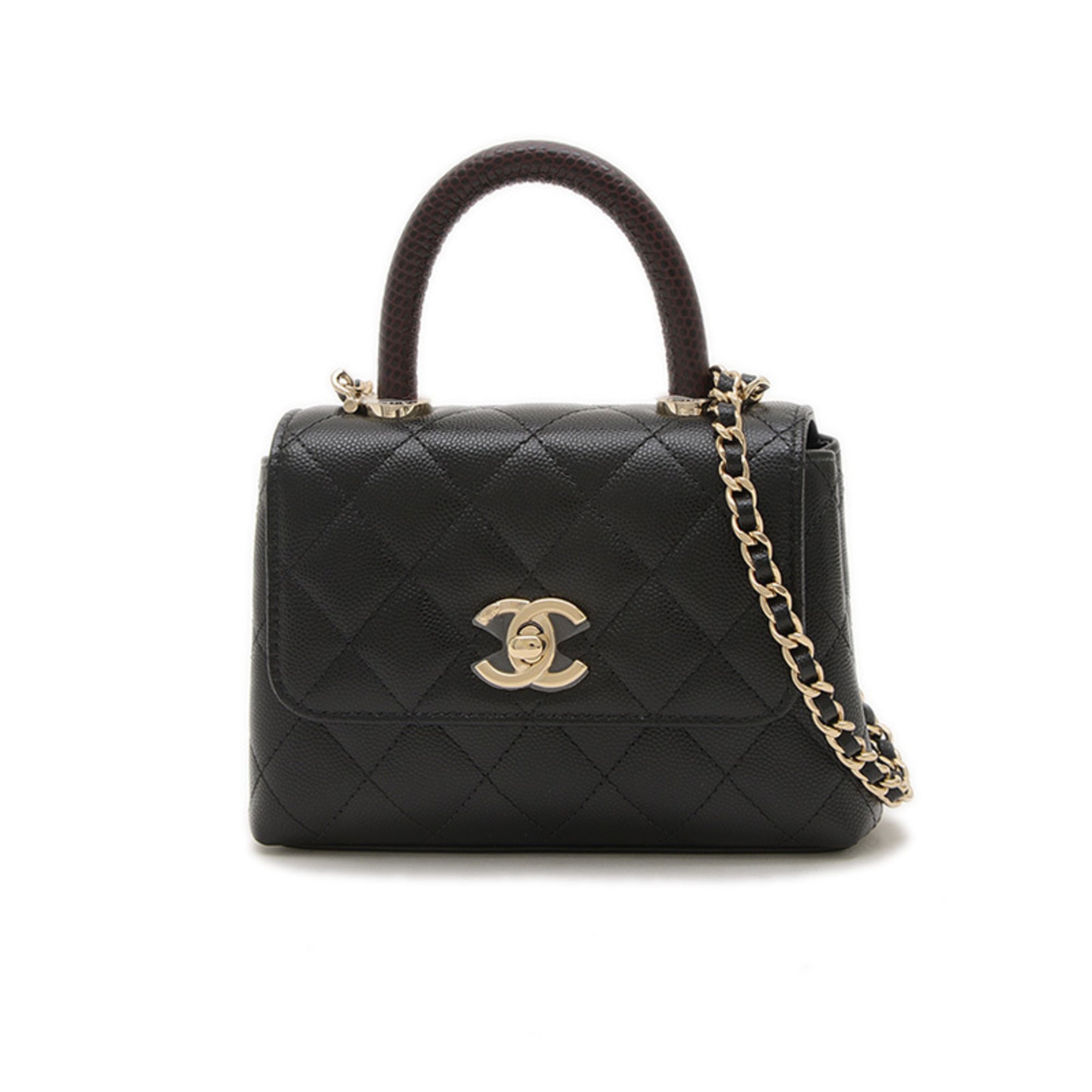 Chanel Black Grained Calfskin Handbag (Pre-Owned)