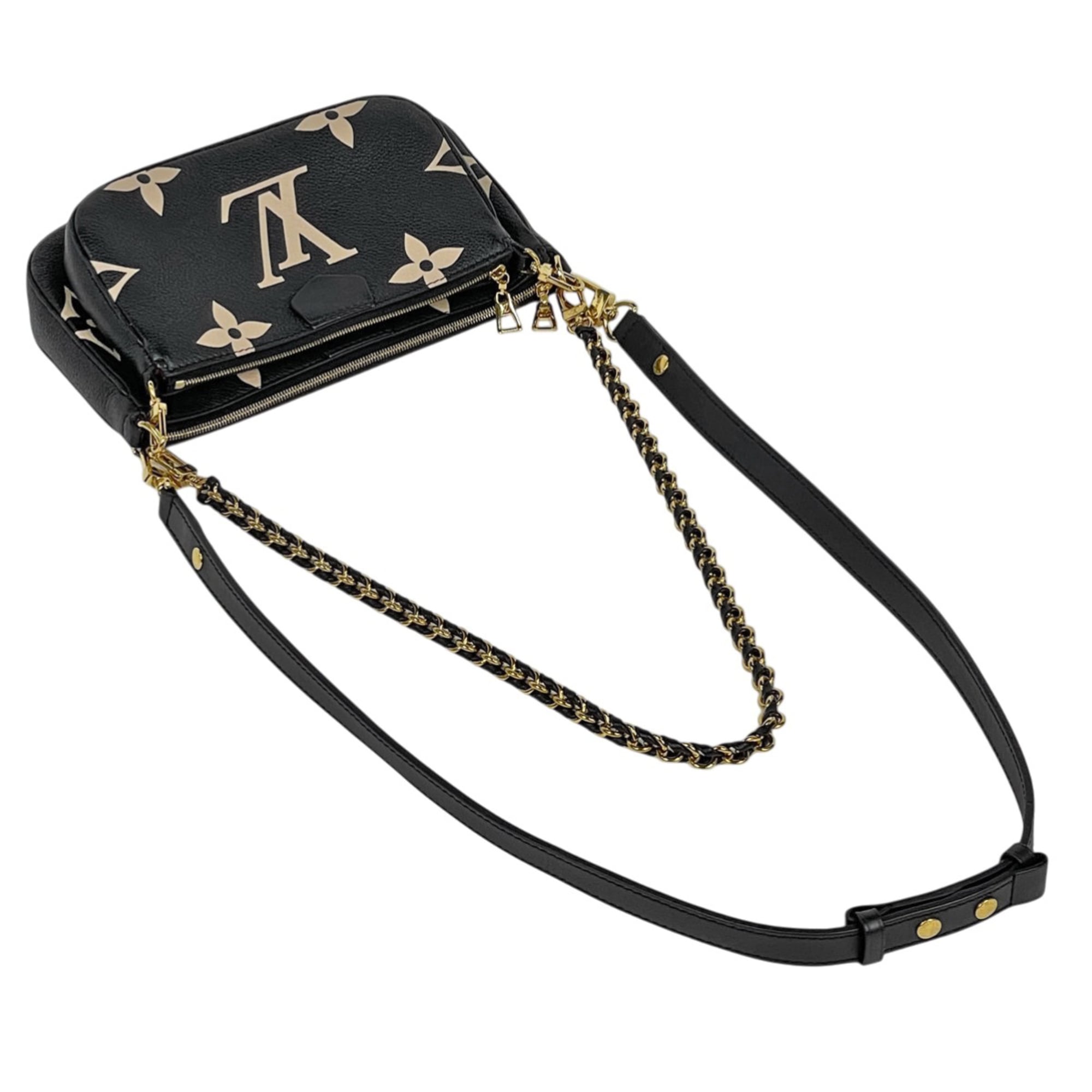 Louis Vuitton Beige Black Monogram Empreinte Pochette Shoulder Bag (Pre-Owned)