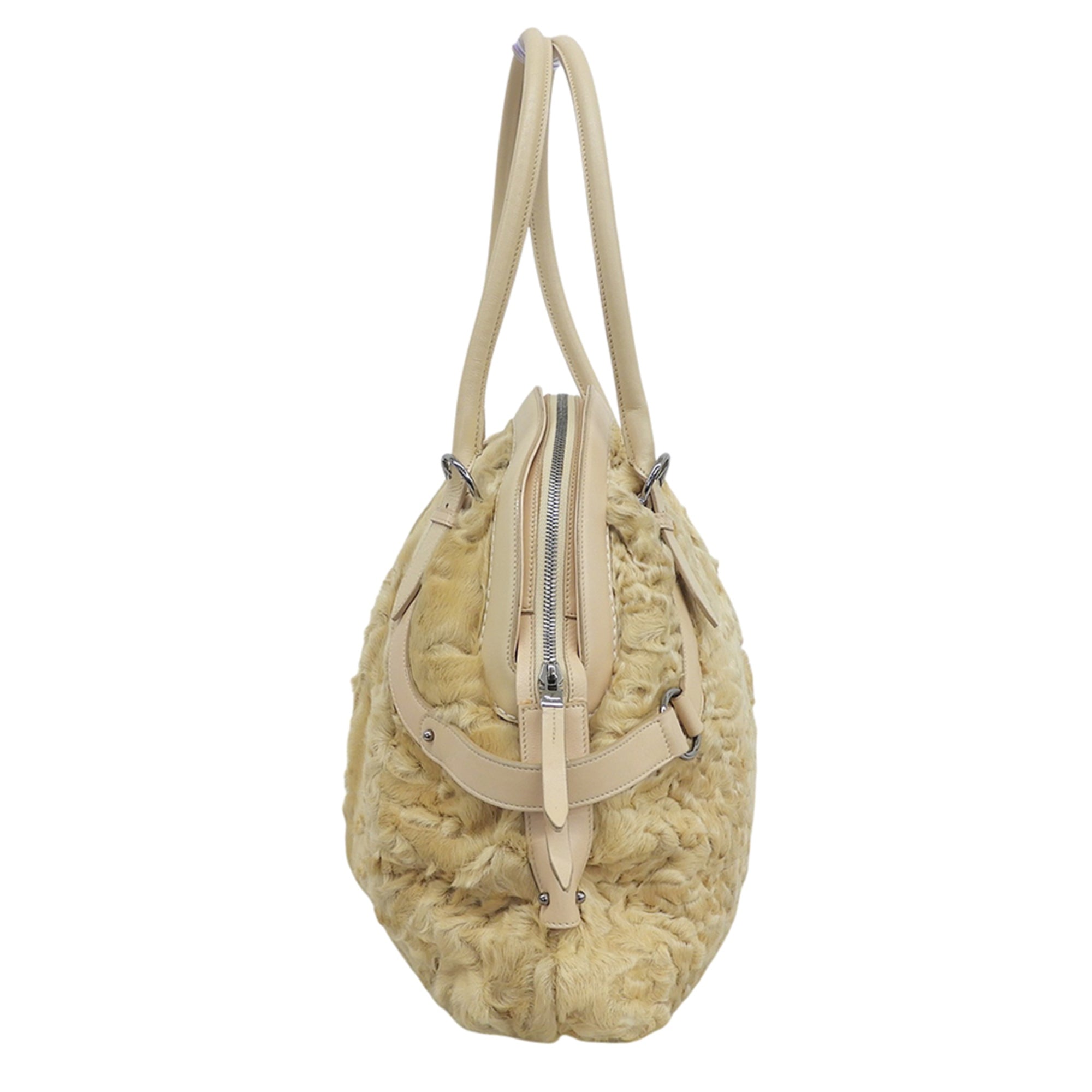 Salvatore Ferragamo Beige Fur Shoulder Bag (Pre-Owned)