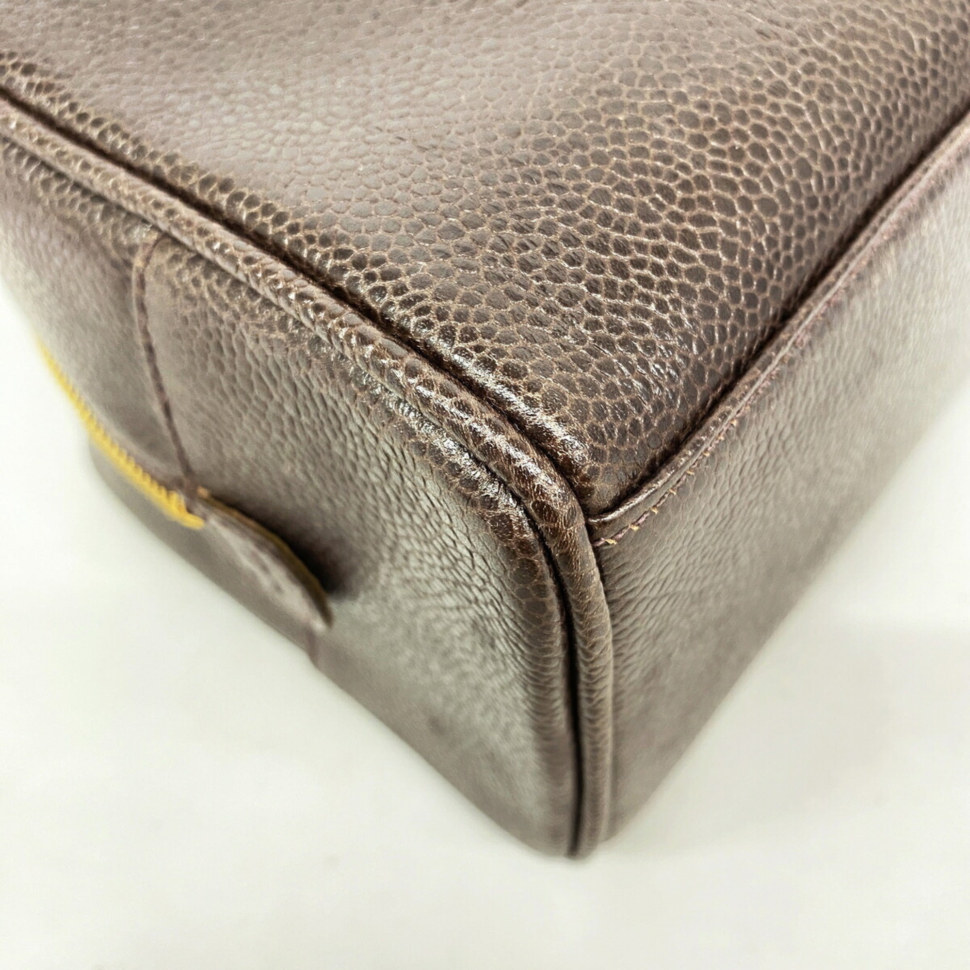 Chanel Dark Brown Grained Calfskin Pouch (Pre-Owned)