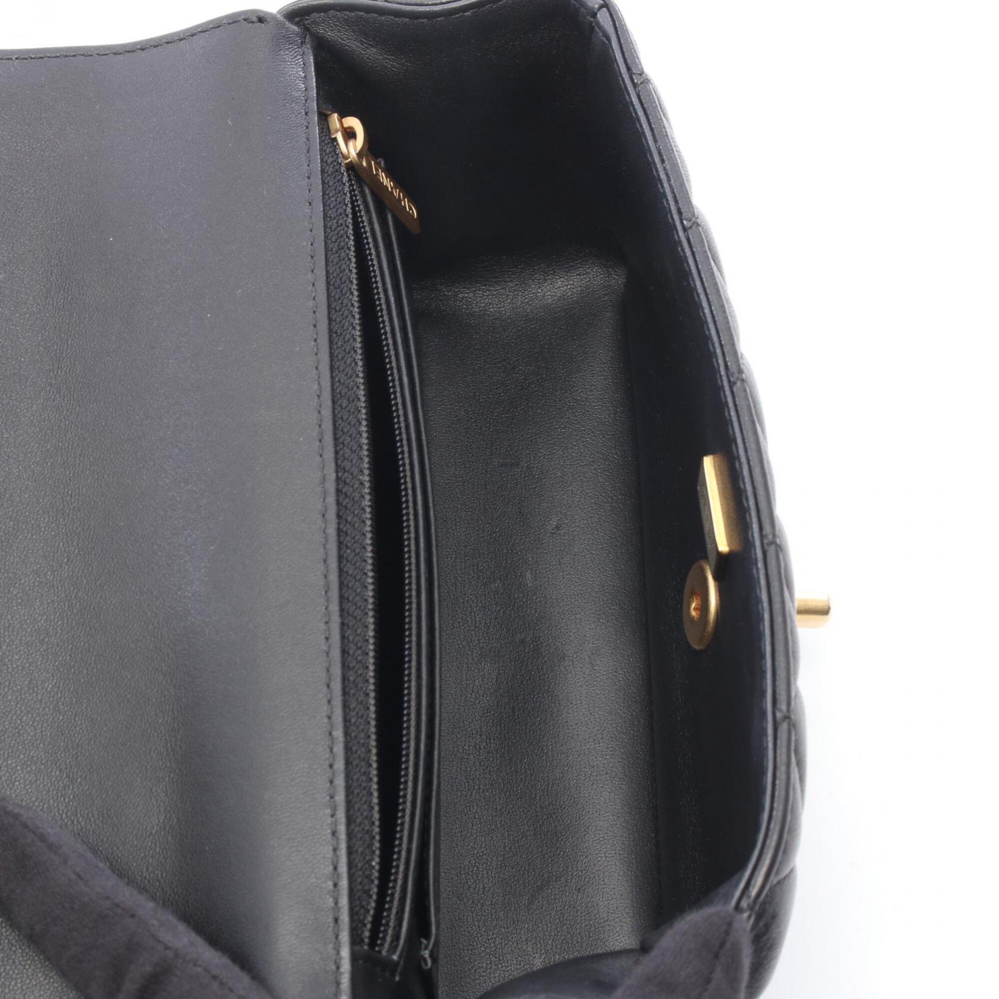 Chanel Black Leather Handbag Shoulder Bag (Pre-Owned)