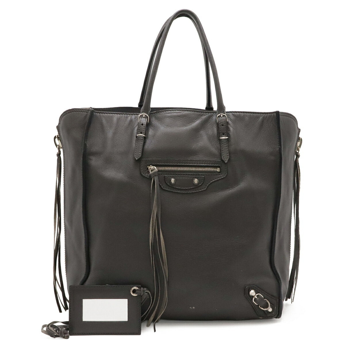 Balenciaga Paper Gray Leather Handbag Tote Bag (Pre-Owned)