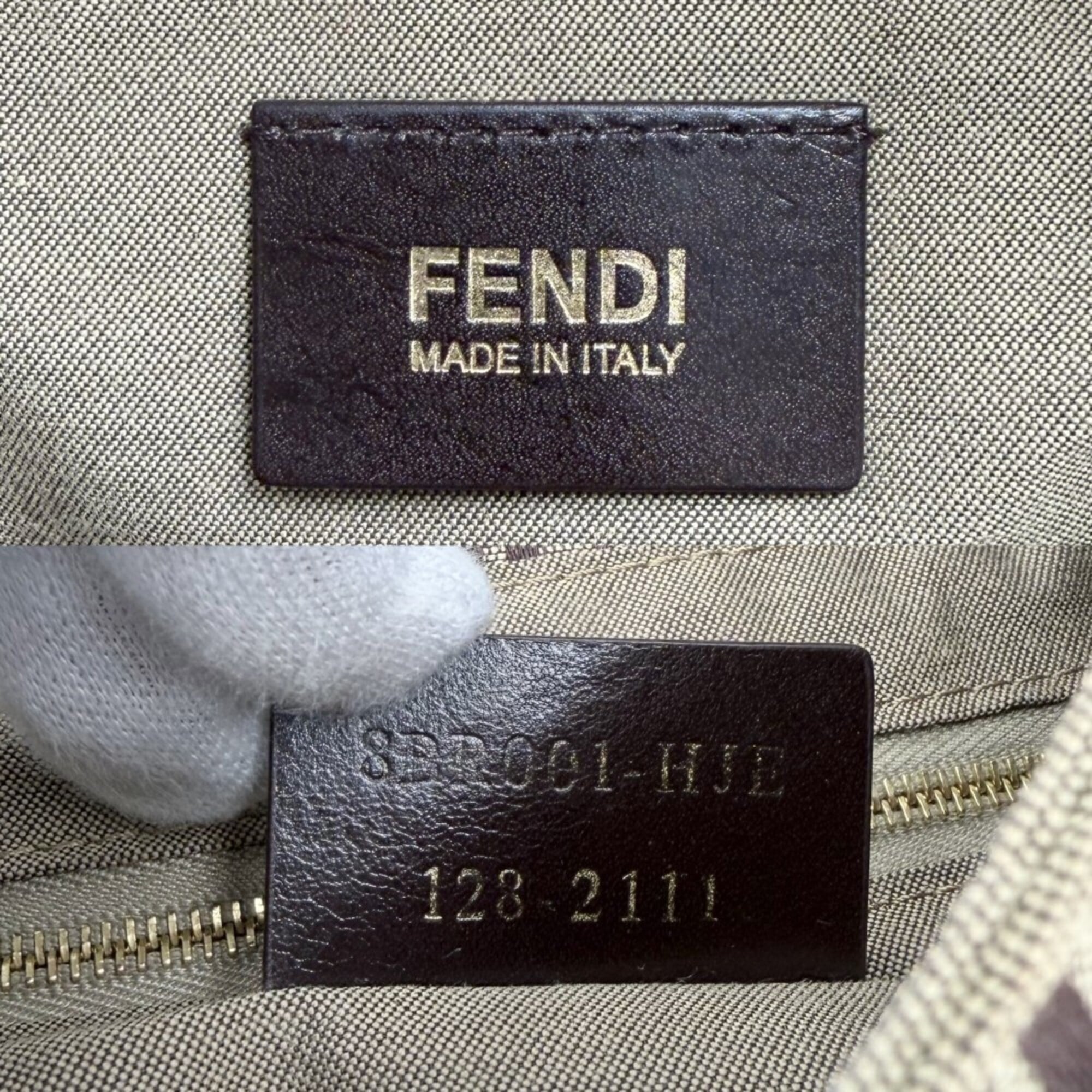 Fendi Brown Red Color Canvas Leather Shoulder Bag (Pre-Owned)