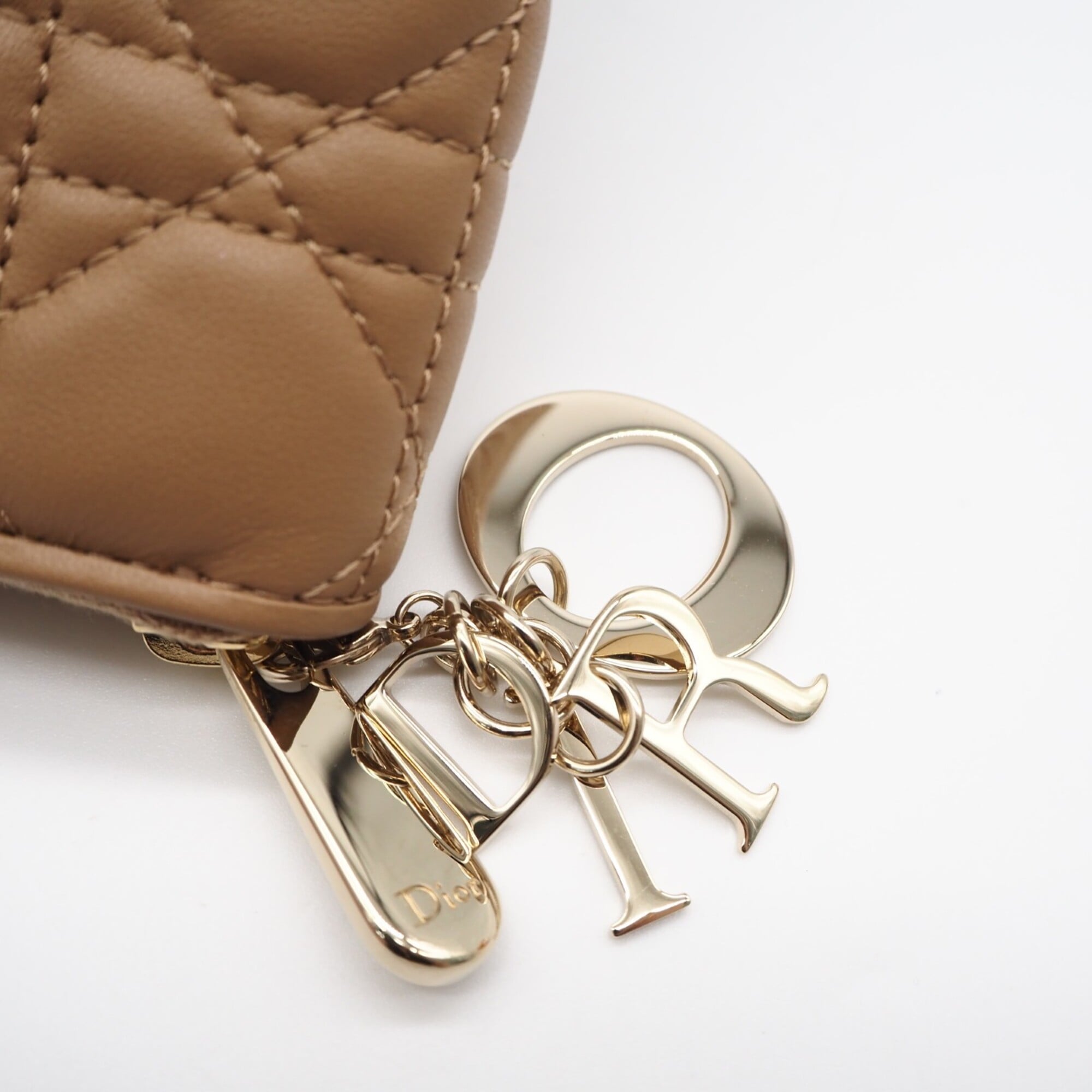 Christian Dior Lady Dior Beige Bow Coin Purse/Coin Case (Pre-Owned)