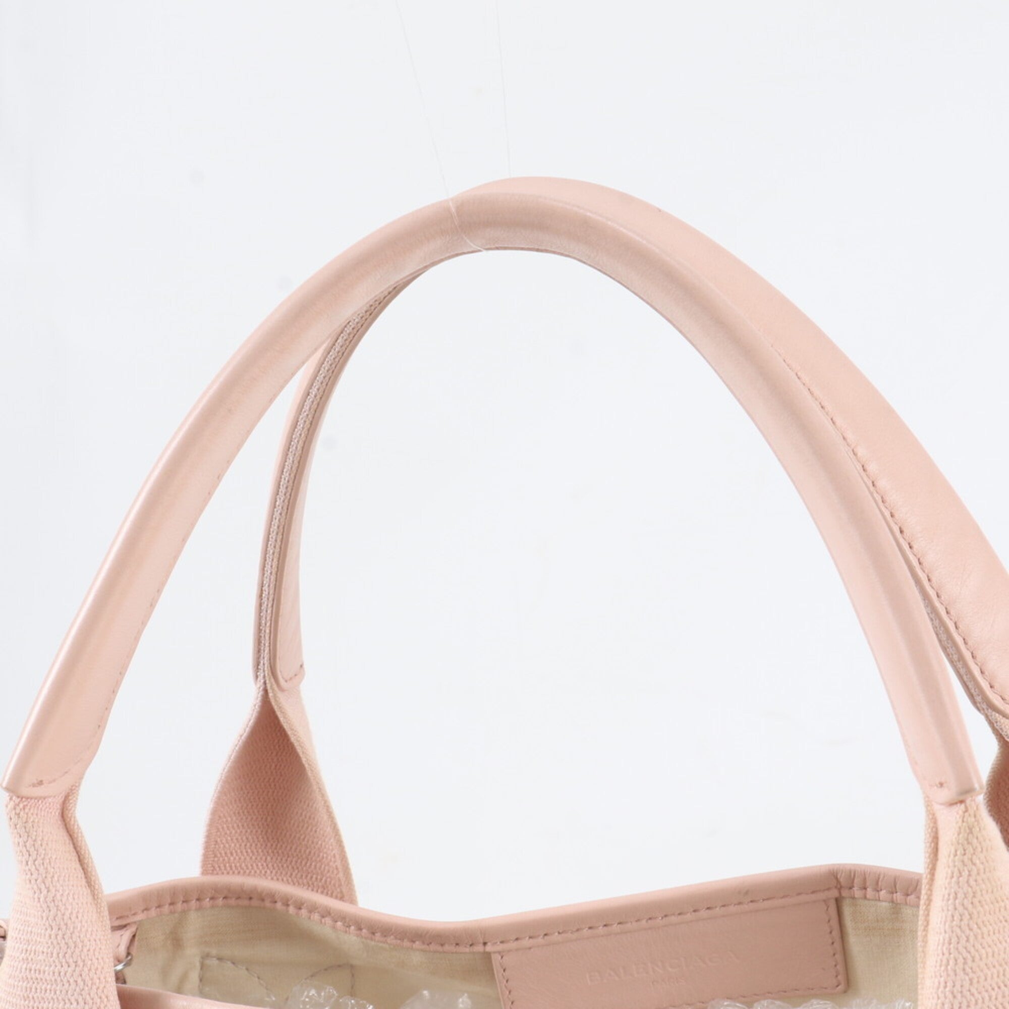 Balenciaga Pink White Leather Canvas Handbag Shoulder Bag Tote Bag (Pre-Owned)