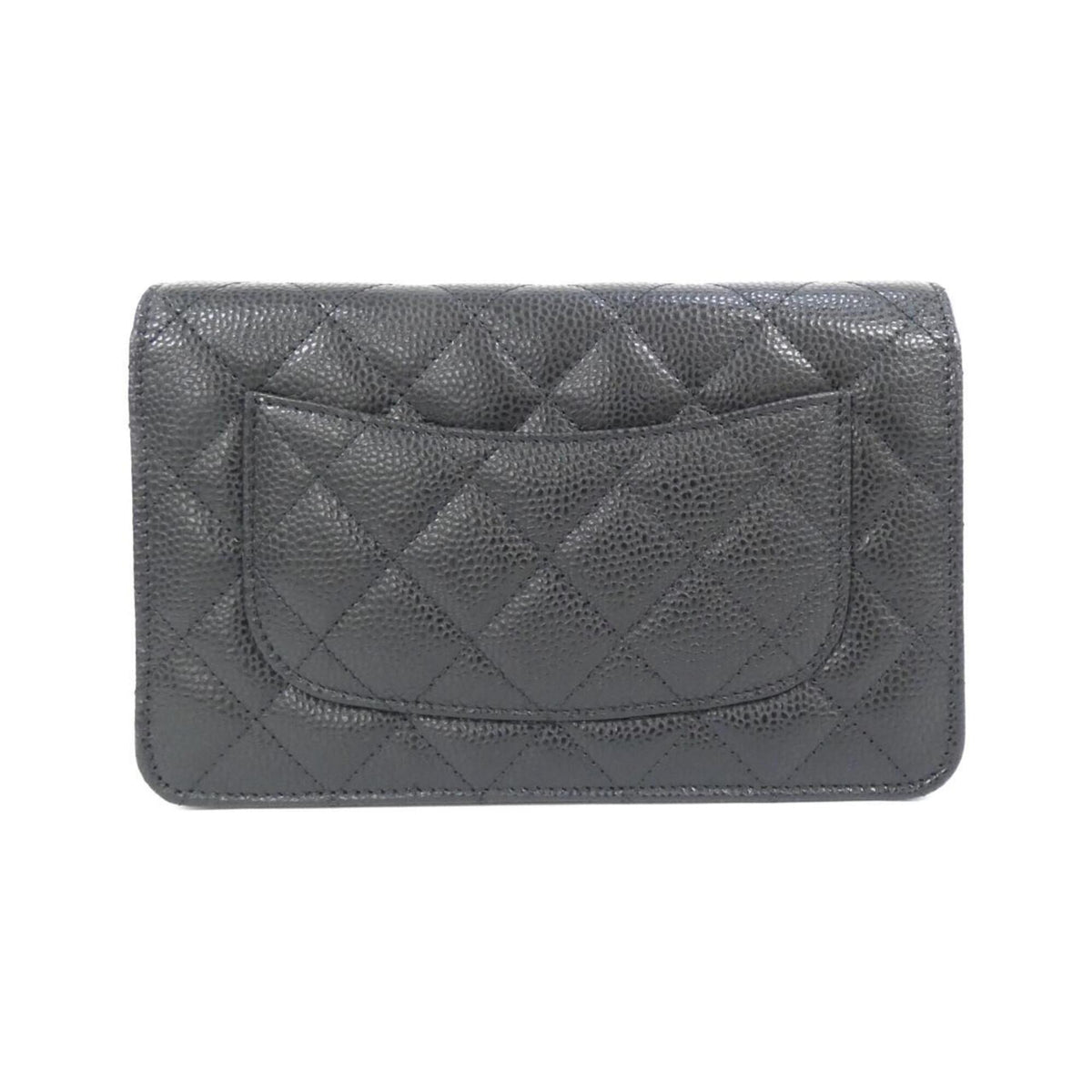 Chanel Black Bordeaux Grained Calfskin Chain/Shoulder Wallet (Pre-Owned)