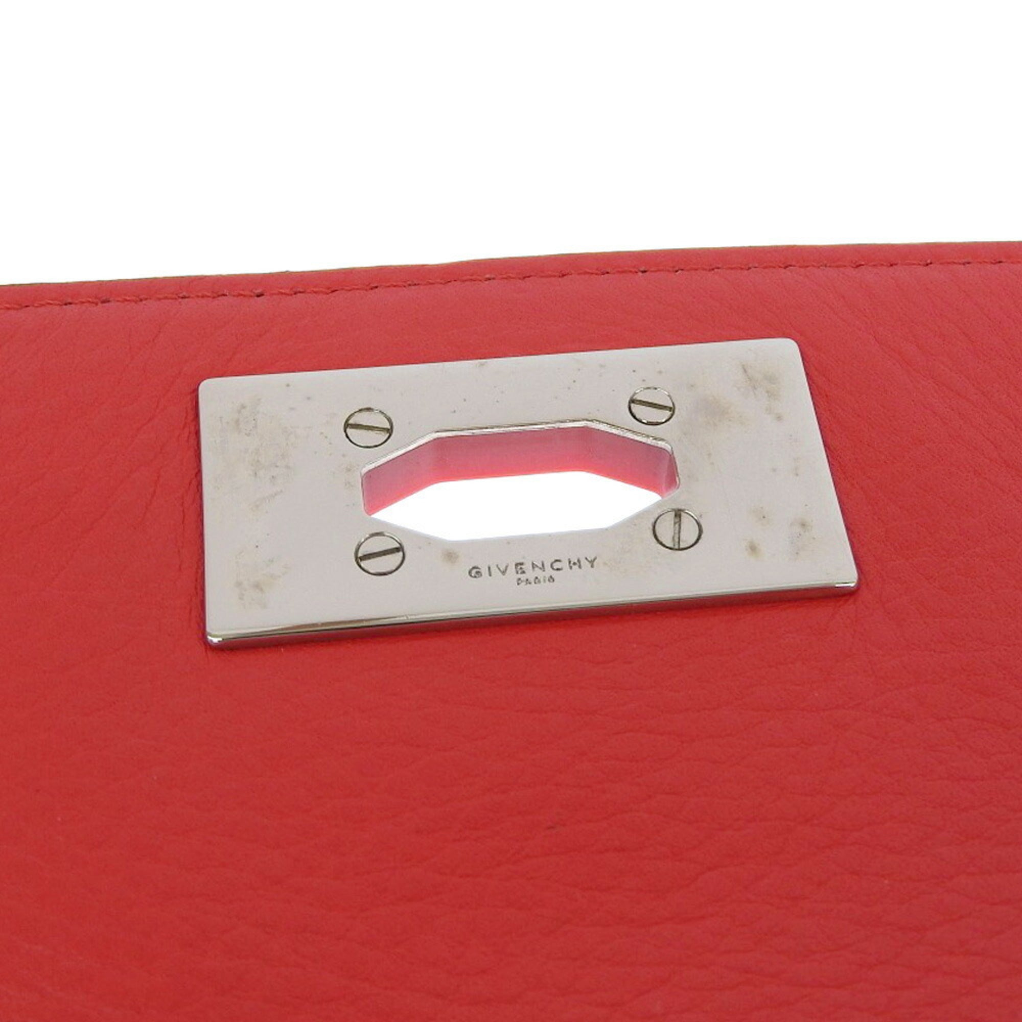 Givenchy Red Color Leather Handbag Shoulder Bag (Pre-Owned)
