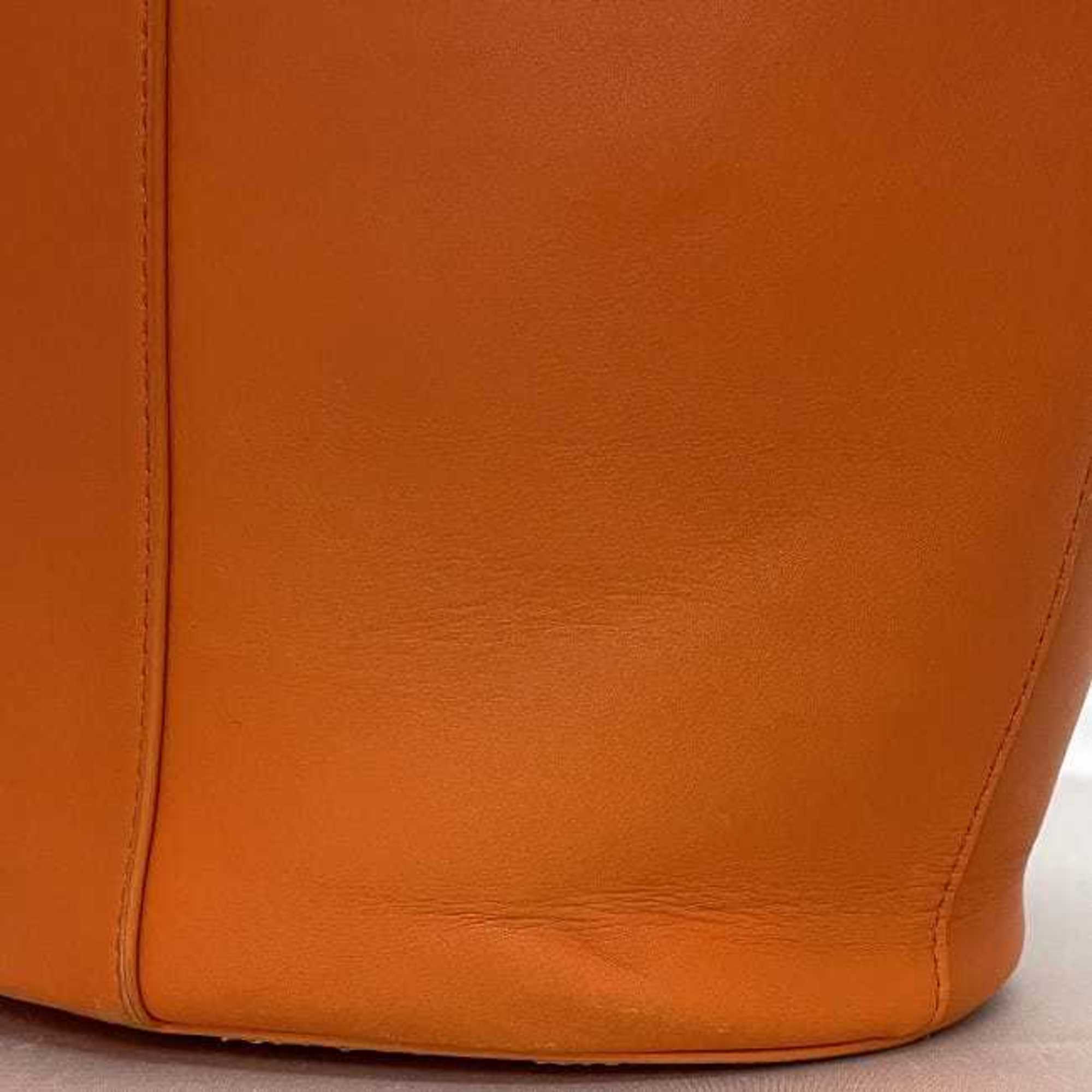 Bottega Veneta Orange Leather Basket Tote Bag (Pre-Owned)
