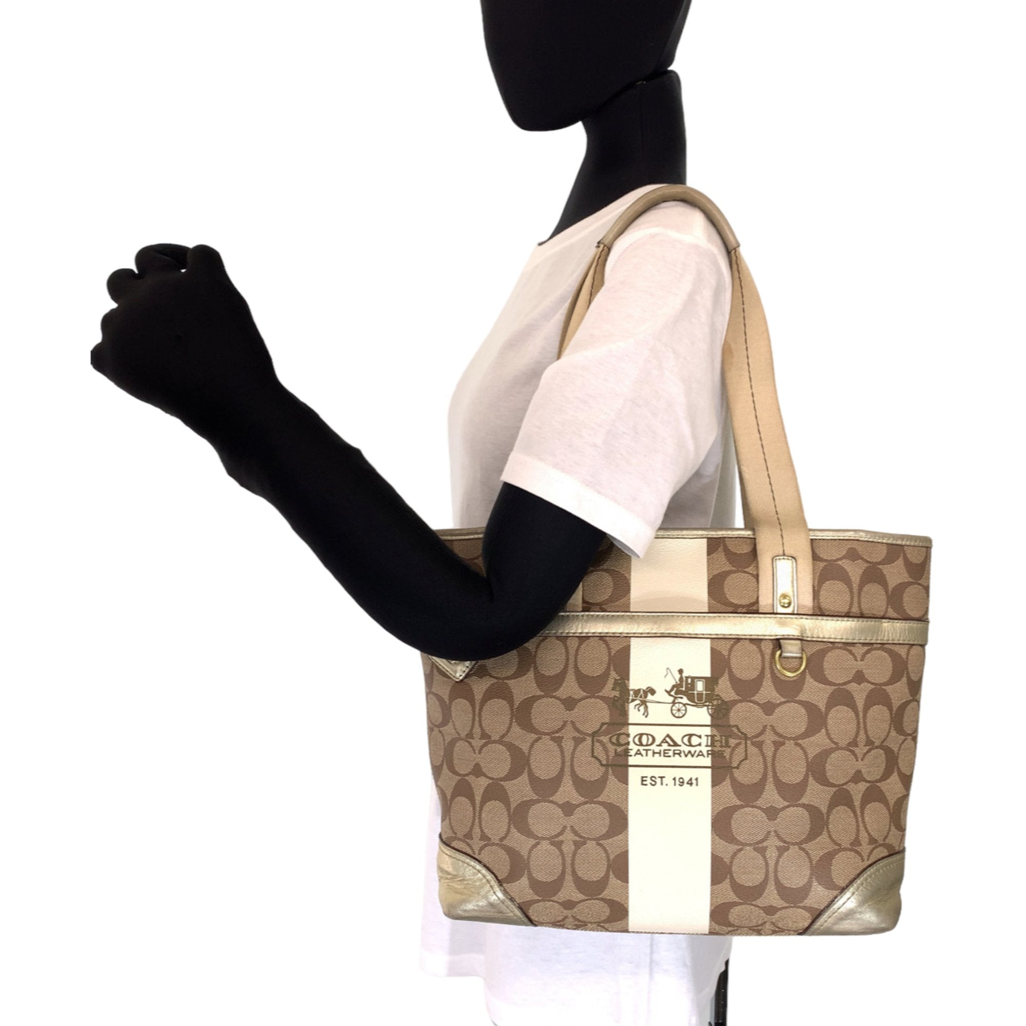 Coach Brown Pvc Shoulder Bag Tote Bag (Pre-Owned)