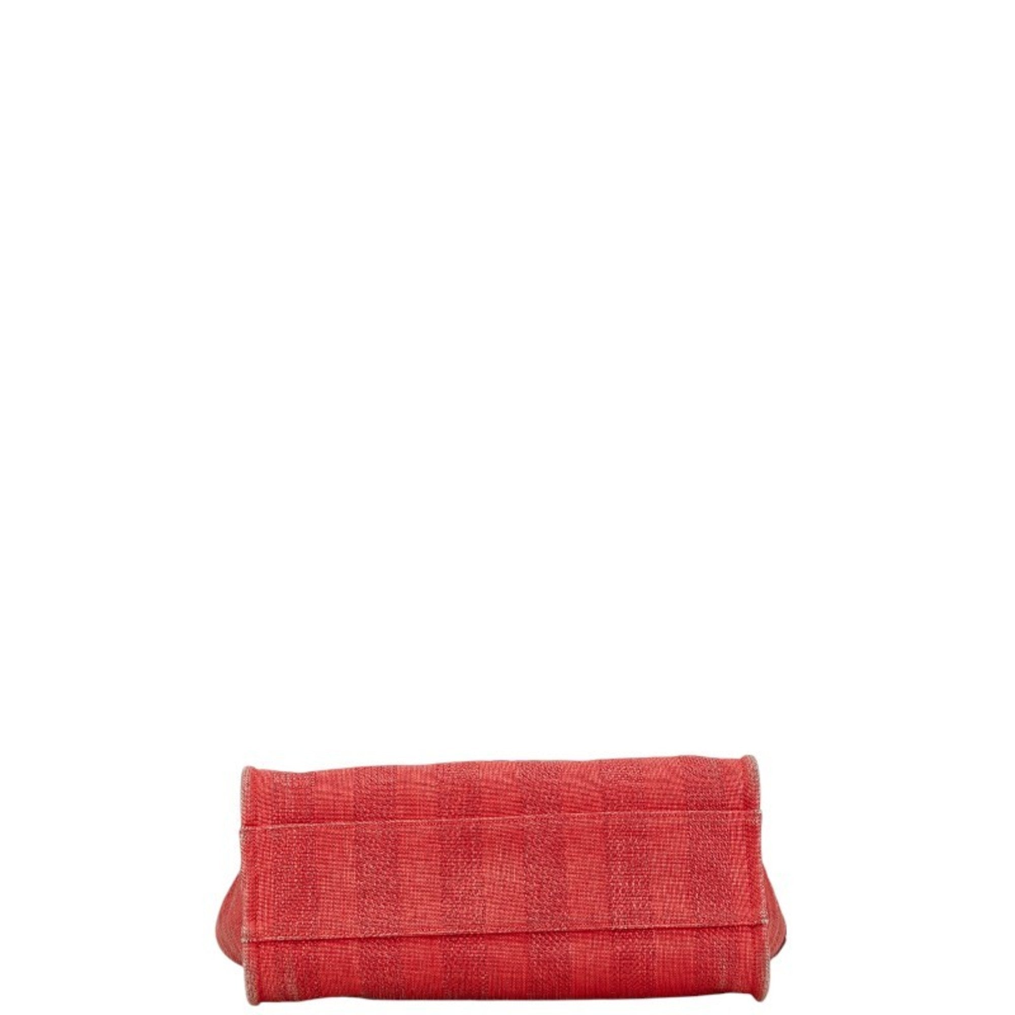 Chanel Red Color Canvas Leather Tote Bag (Pre-Owned)