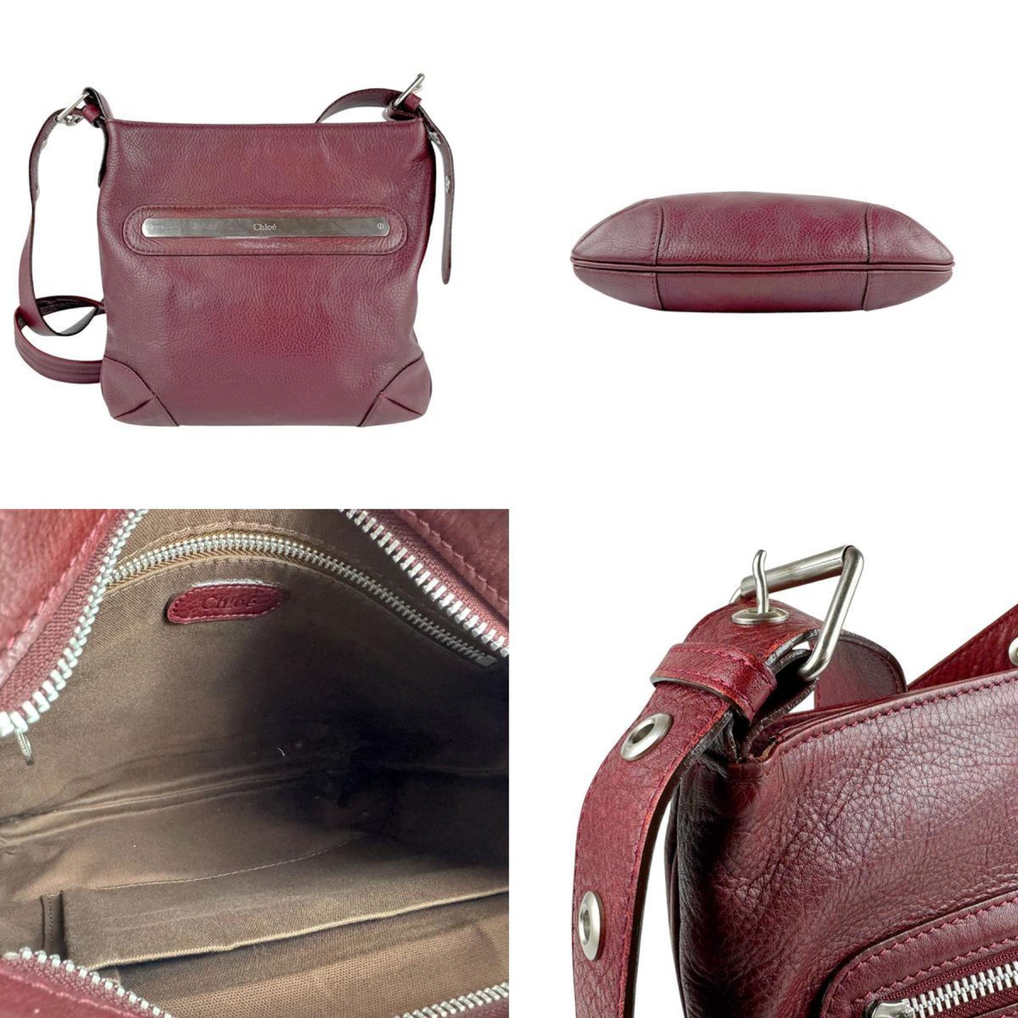 Chloé Burgundy Leather Shoulder Bag (Pre-Owned)