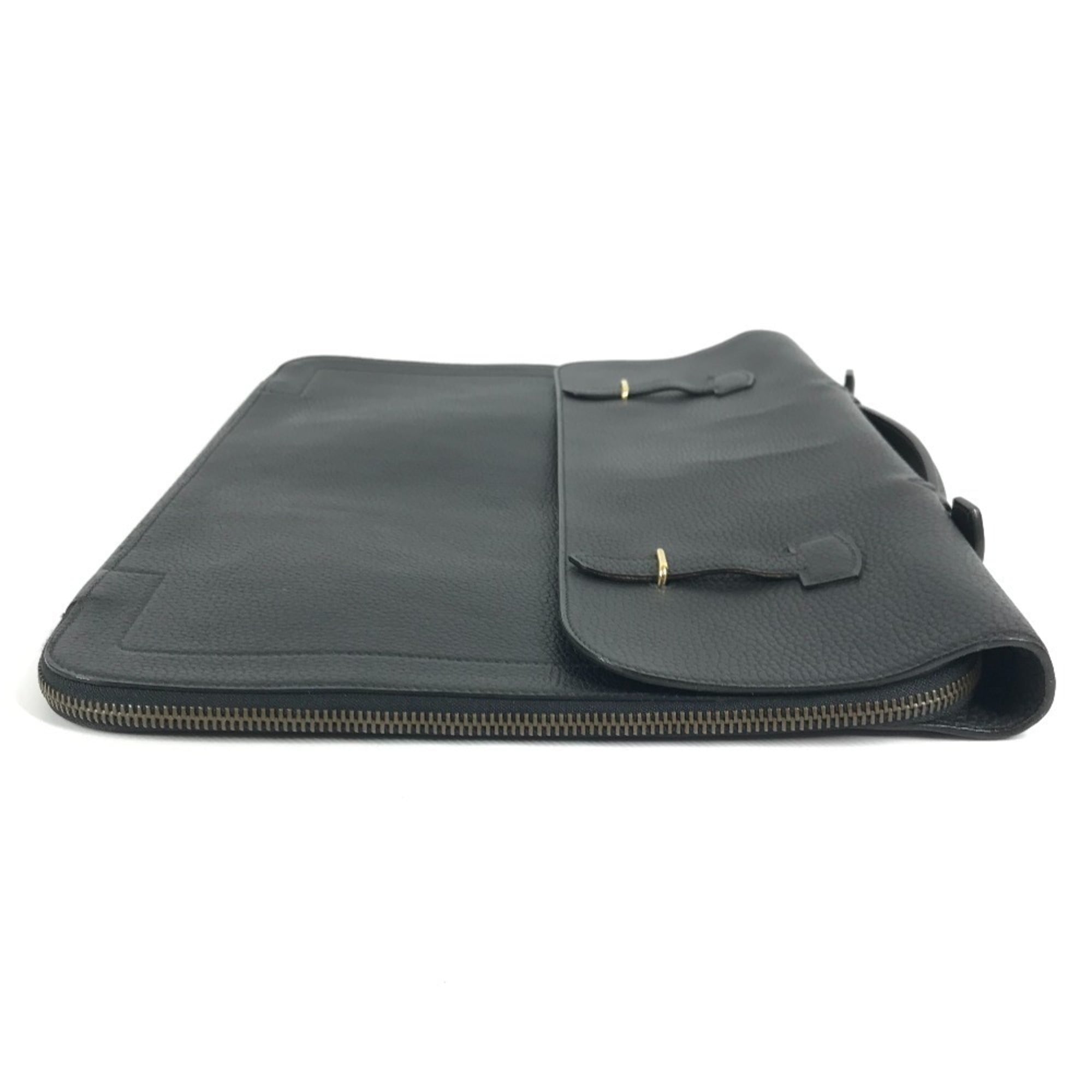 Hermes Black Leather Handbag Tote Bag (Pre-Owned)
