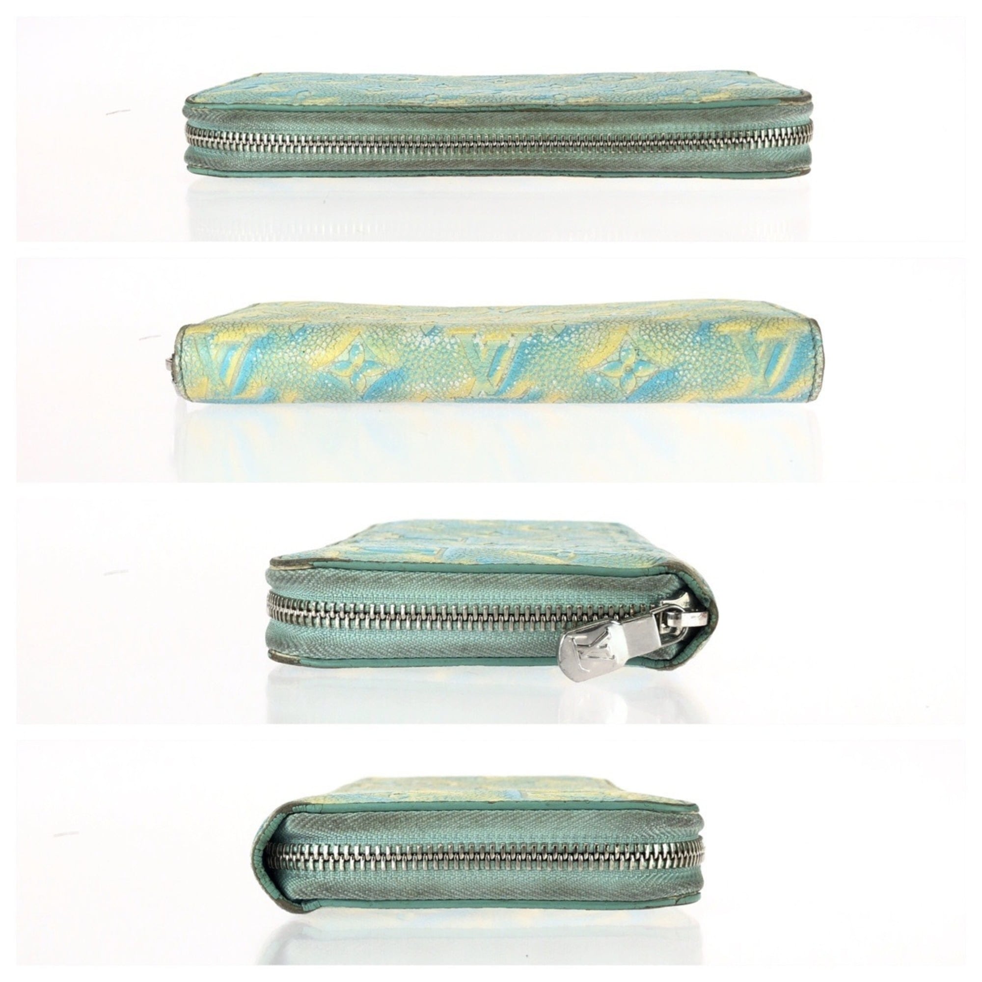 Louis Vuitton Blue Yellow Leather Long Wallet (Bi-Fold) (Pre-Owned)