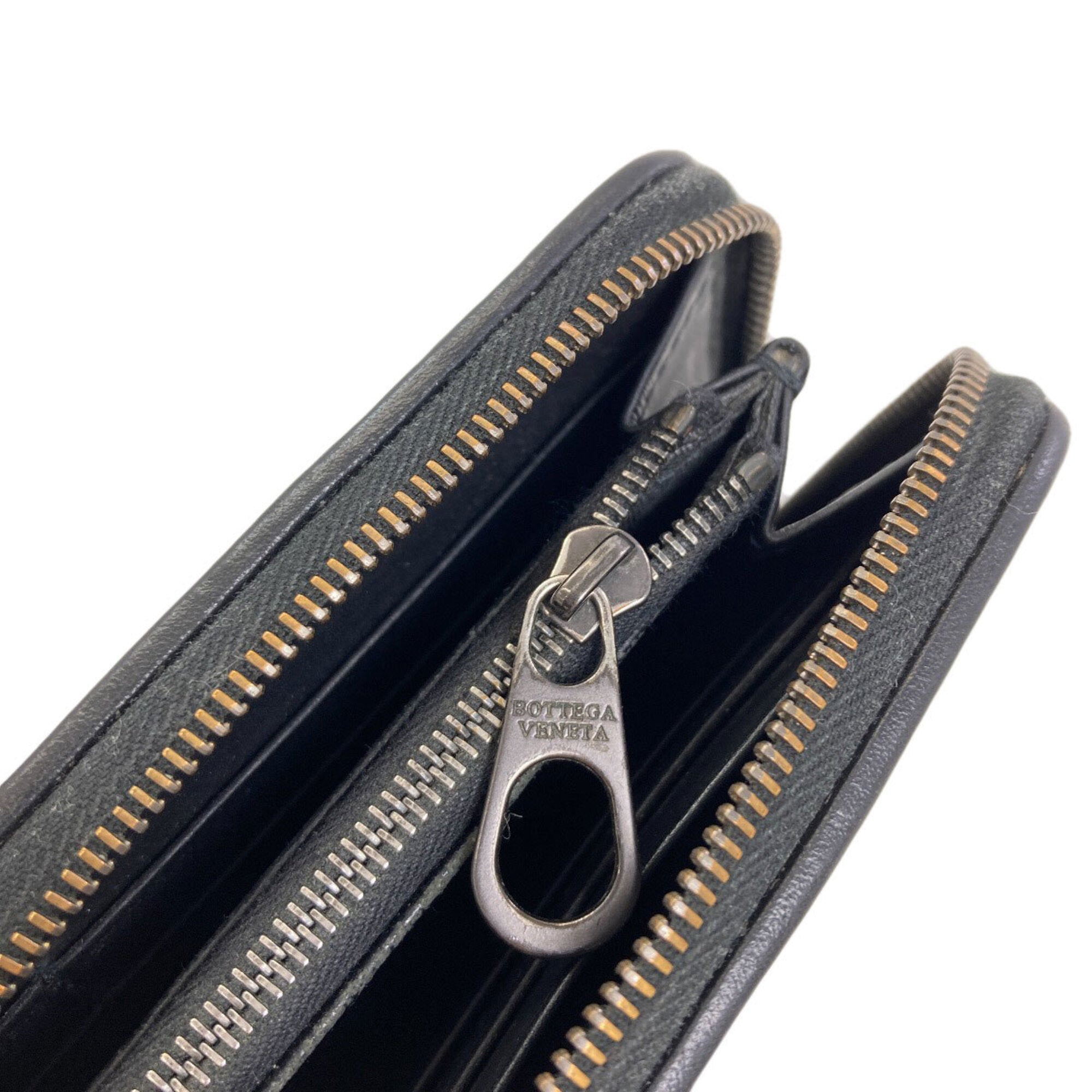 Bottega Veneta Black Leather Long Wallet (Bi-Fold) (Pre-Owned)
