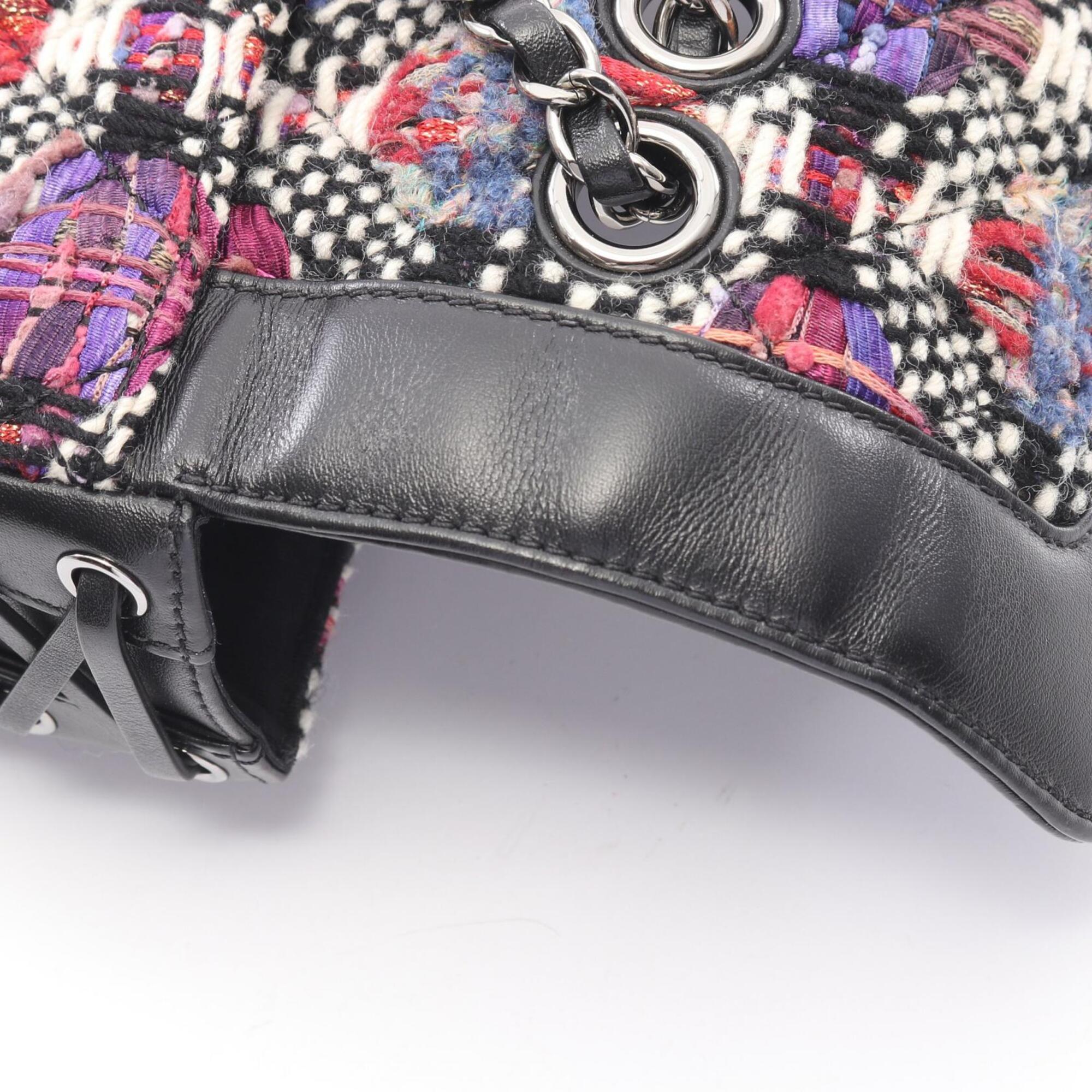 Chanel Black Multi-Color Fabric Leather Handbag Shoulder Bag (Pre-Owned)