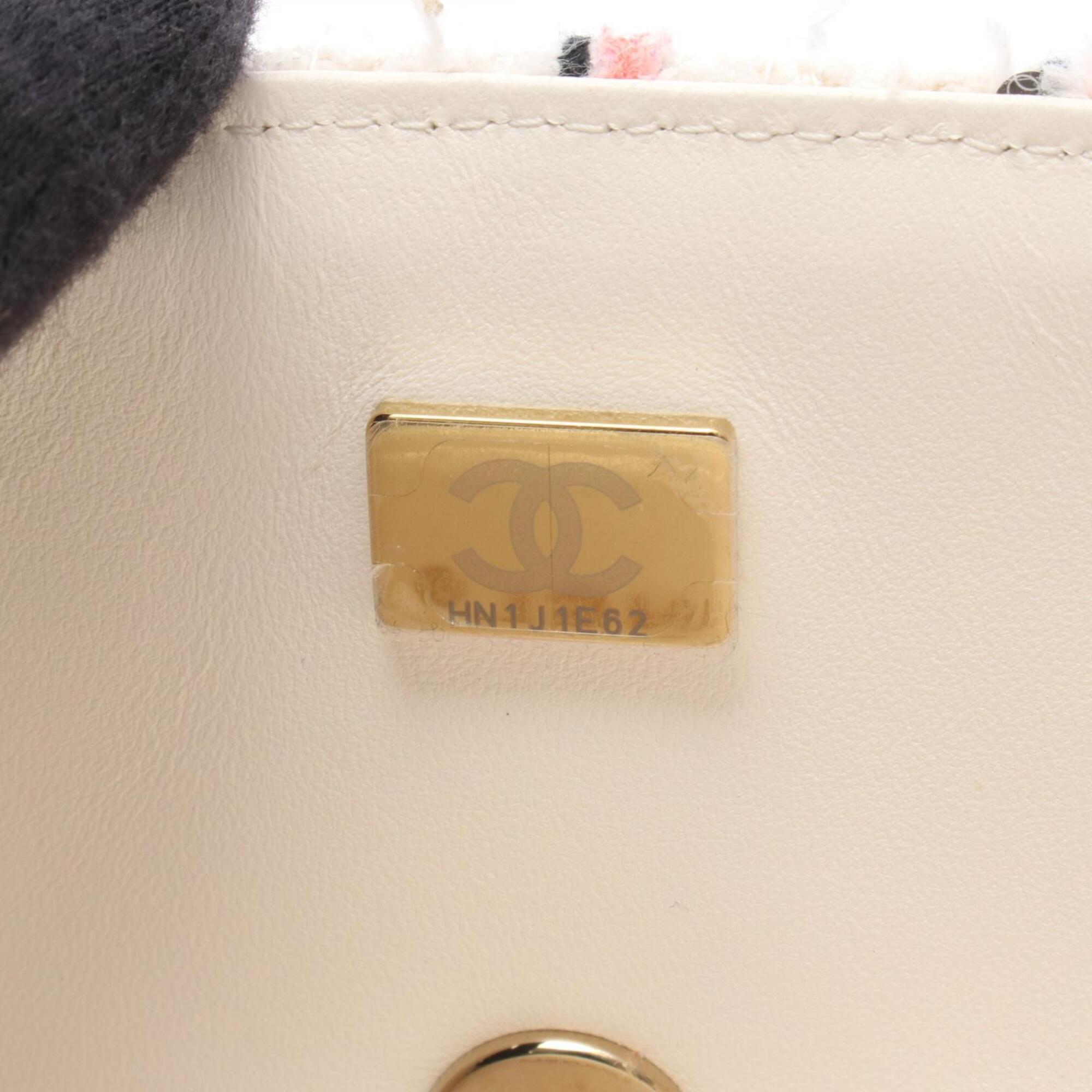 Chanel Black Pink White Fabric Leather Handbag Shoulder Bag (Pre-Owned)
