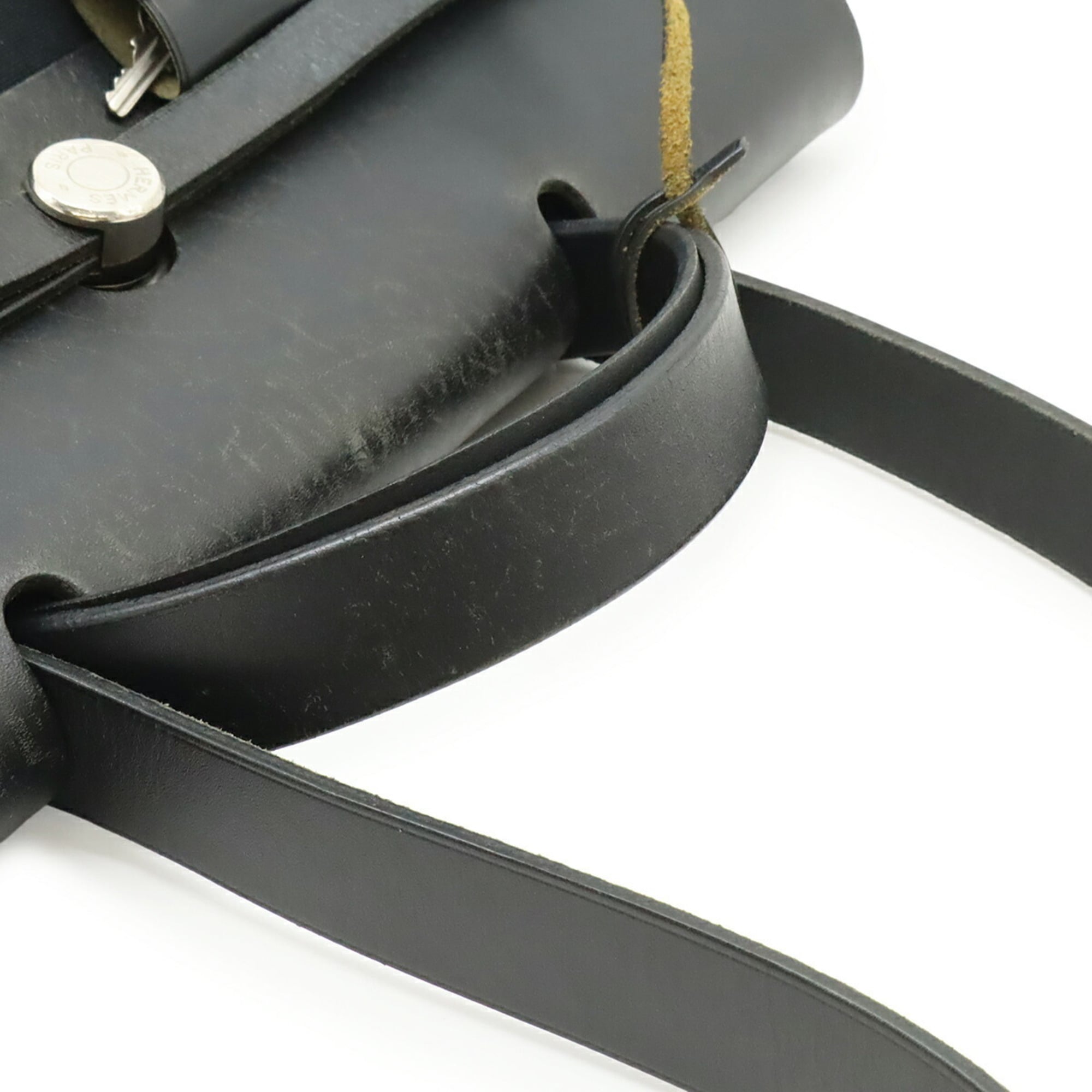 Hermes Black Toile Officier Handbag Shoulder Bag (Pre-Owned)