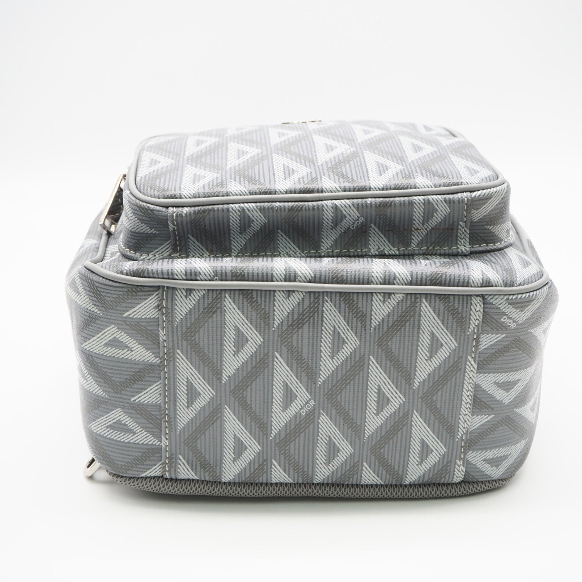 Christian Dior Gray Coated Canvas Leather Sling Bag (Pre-Owned)