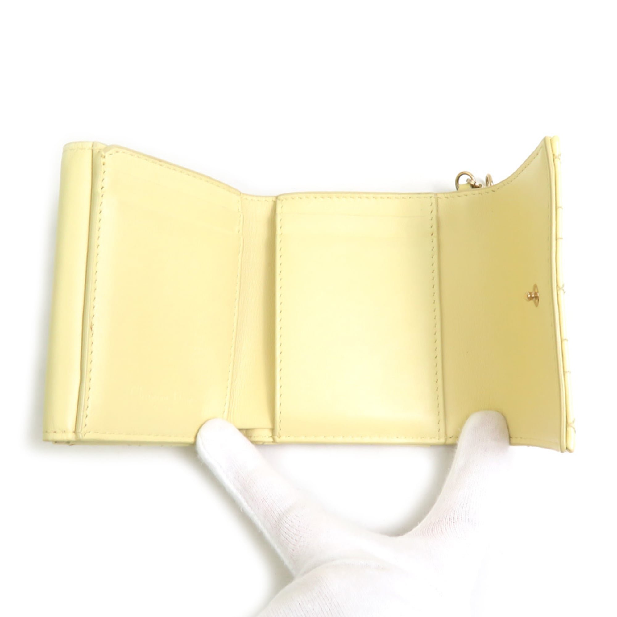 Christian Dior Yellow Patent Leather Wallet (Tri-Fold) (Pre-Owned)