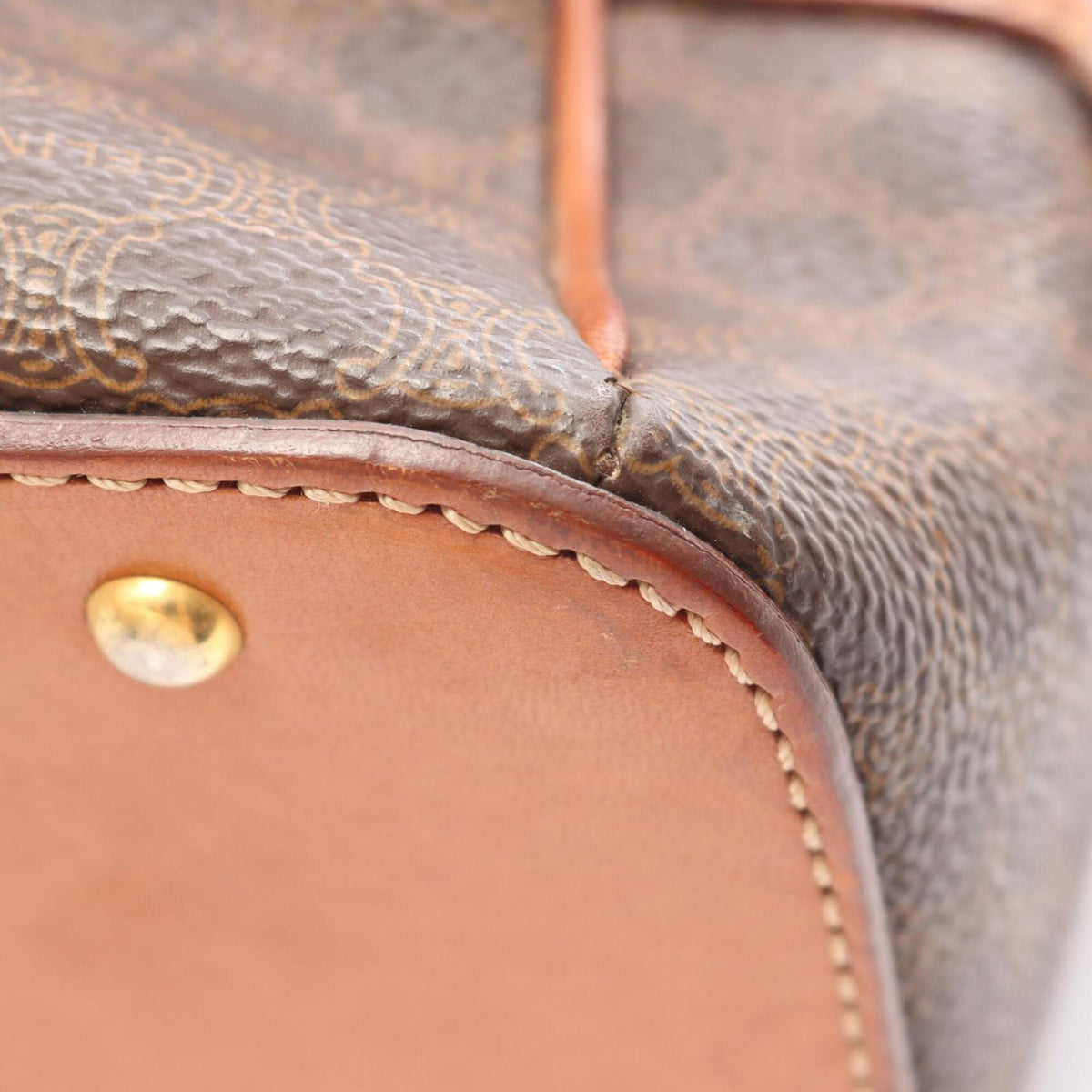Celine Beige Brown Coated Canvas Handbag (Pre-Owned)