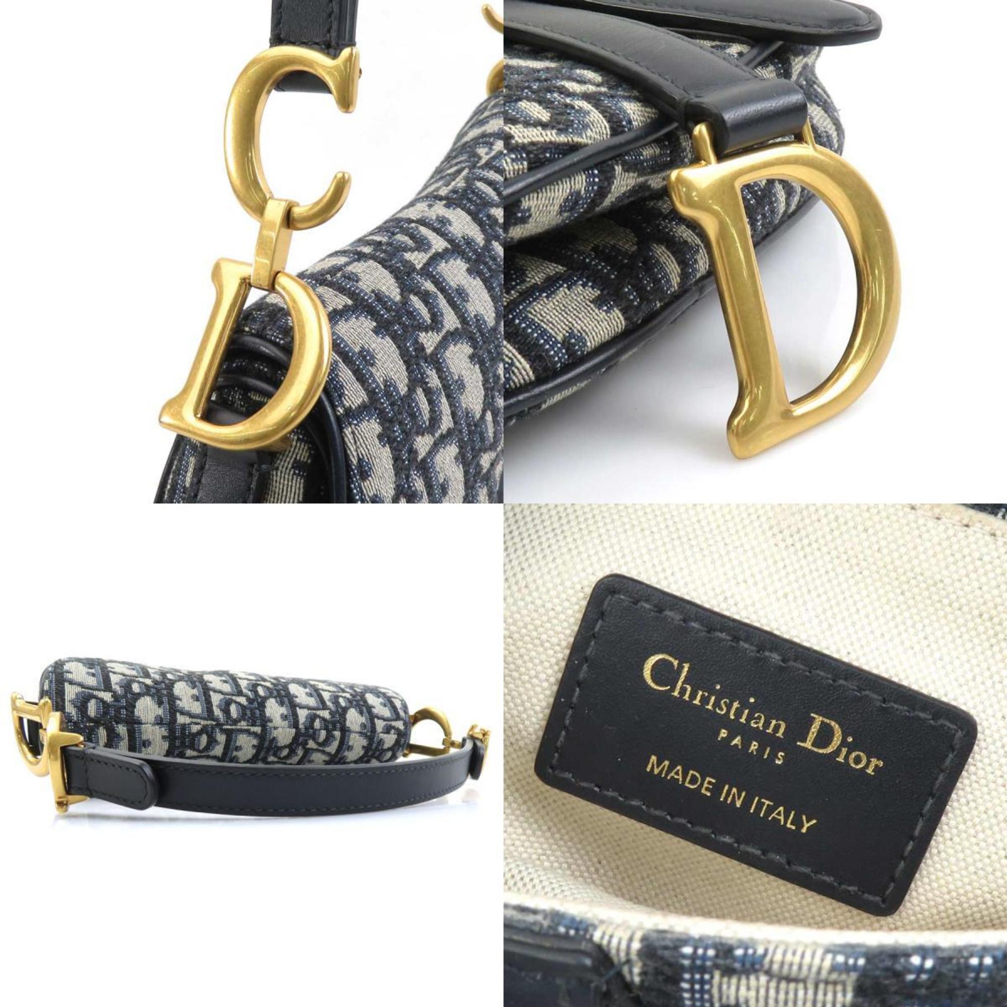 Christian Dior Navy Canvas Handbag Saddle Bag (Pre-Owned)