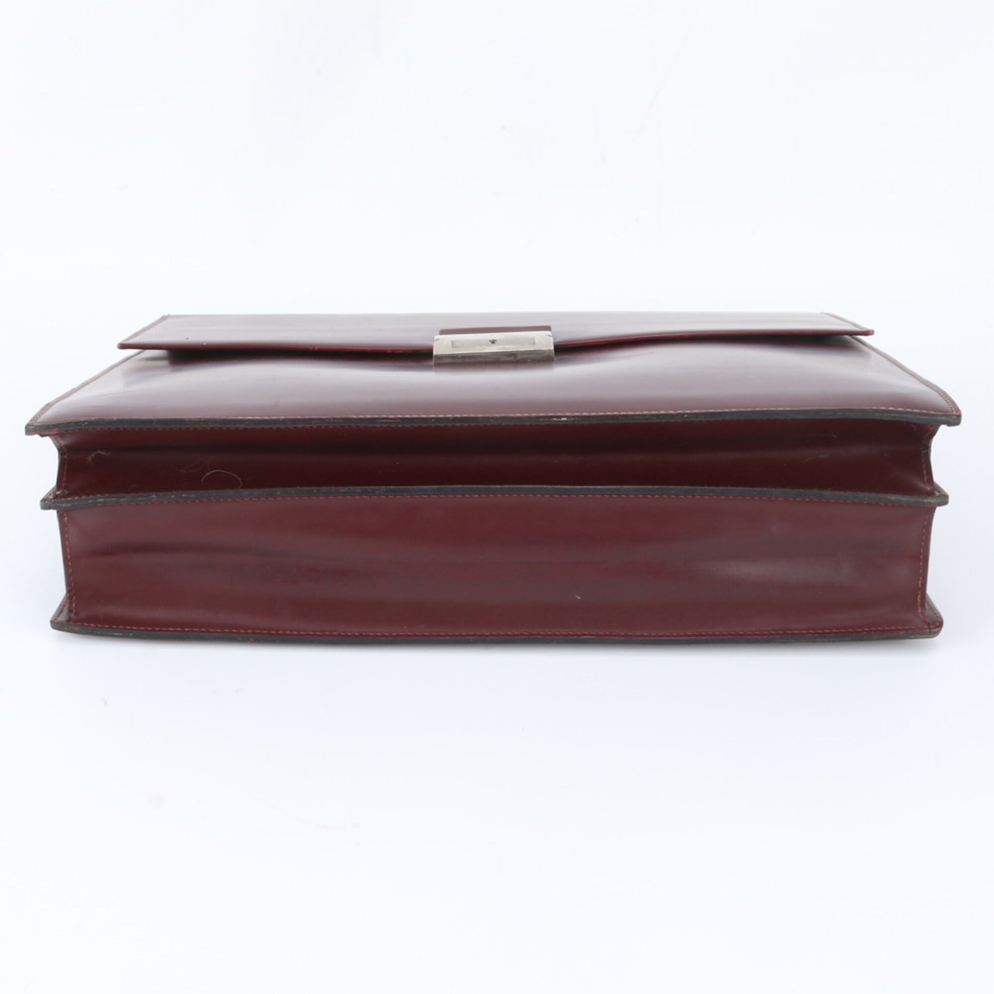 Salvatore Ferragamo Red Color Wine Leather Briefcase Tote Bag (Pre-Owned)