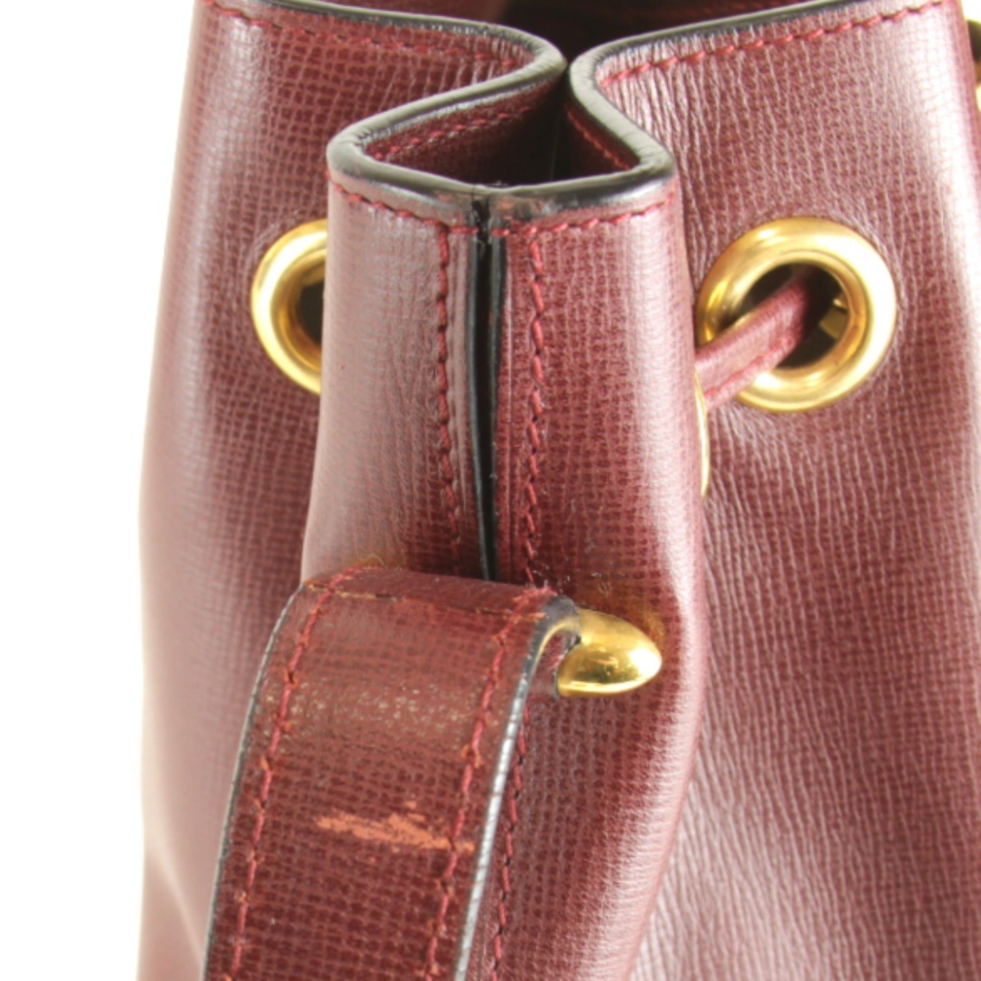 Cartier Red Color Leather Shoulder Bag (Pre-Owned)