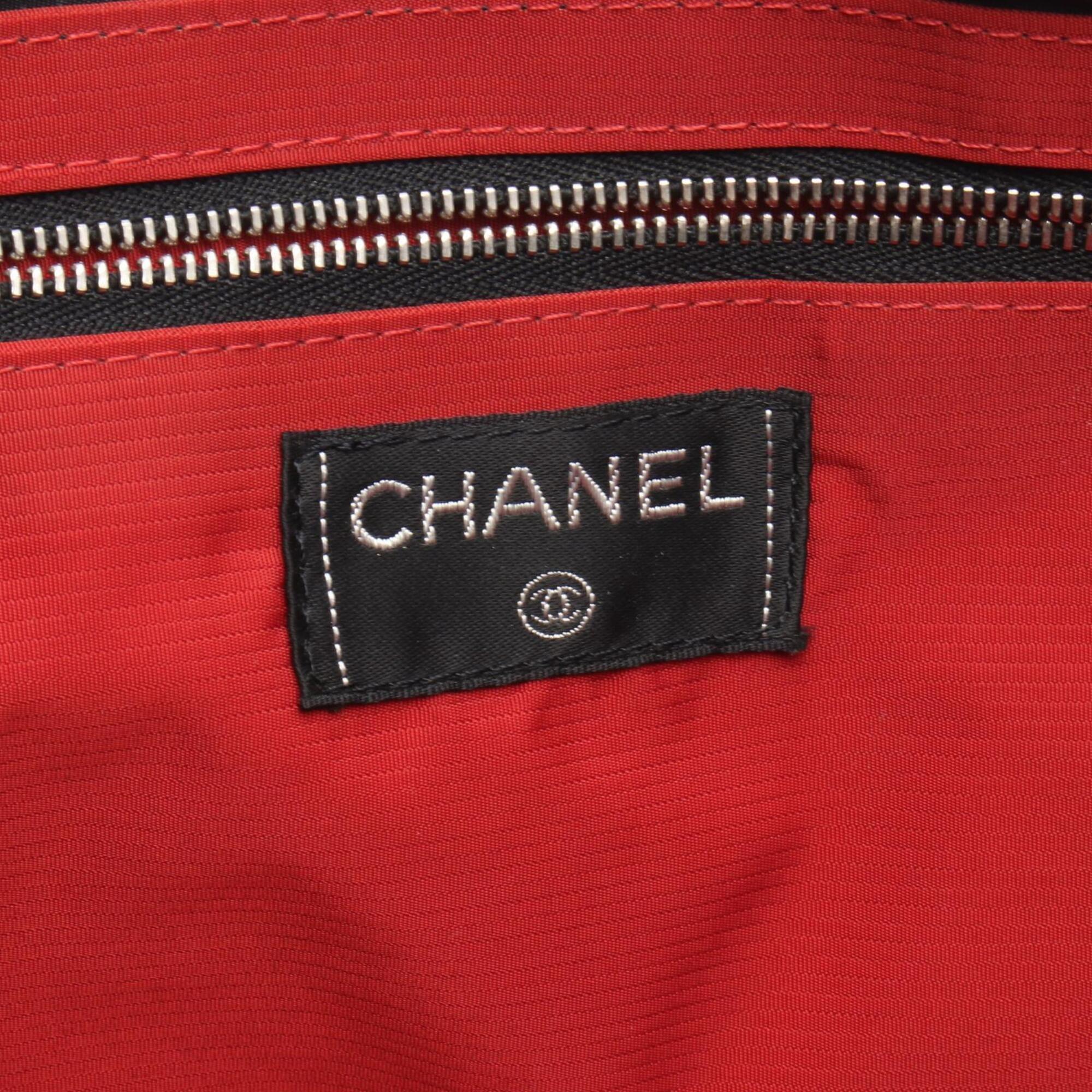 Chanel Black White Nylon Handbag Tote Bag (Pre-Owned)