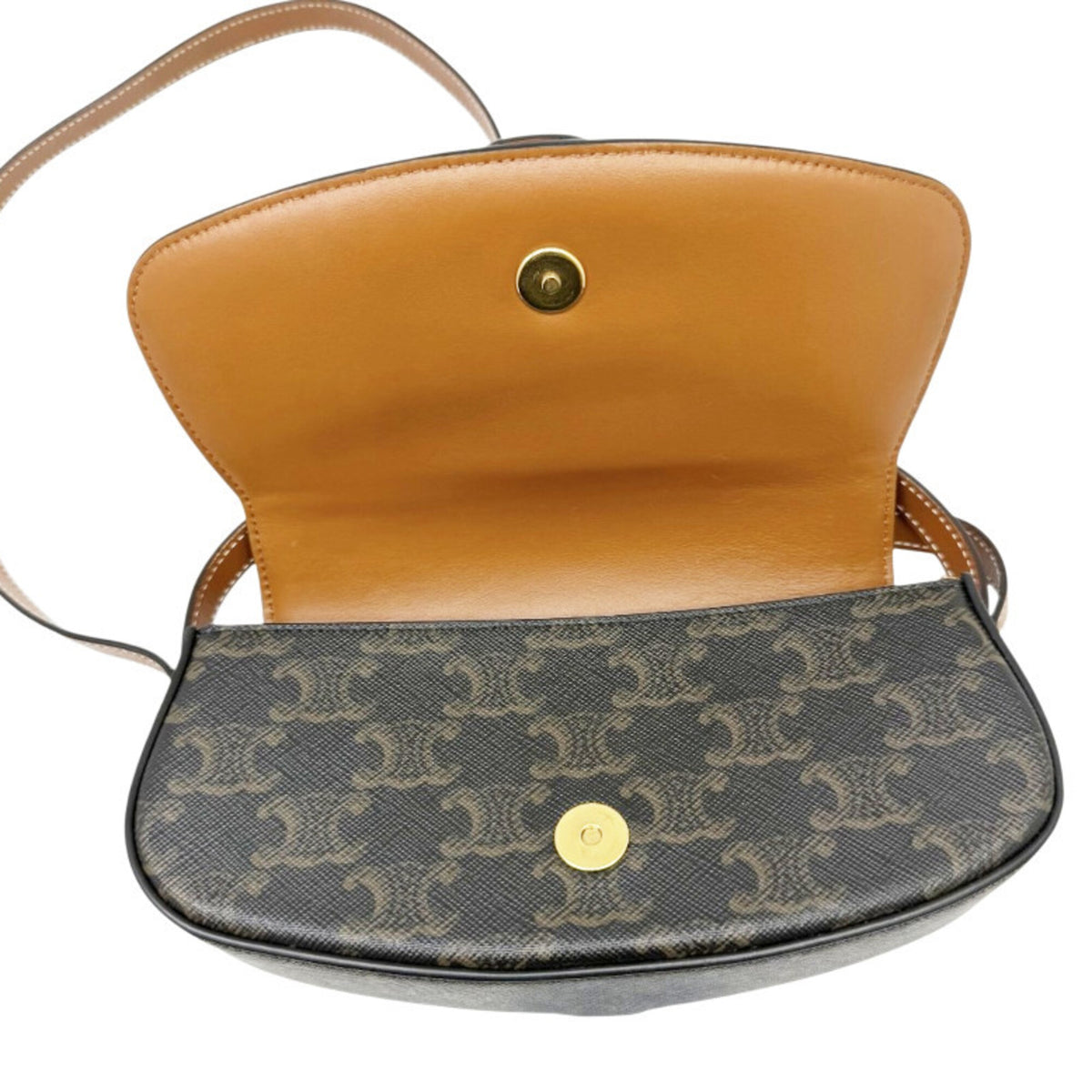 Celine Brown Coated Canvas Leather Handbag Shoulder Bag (Pre-Owned)