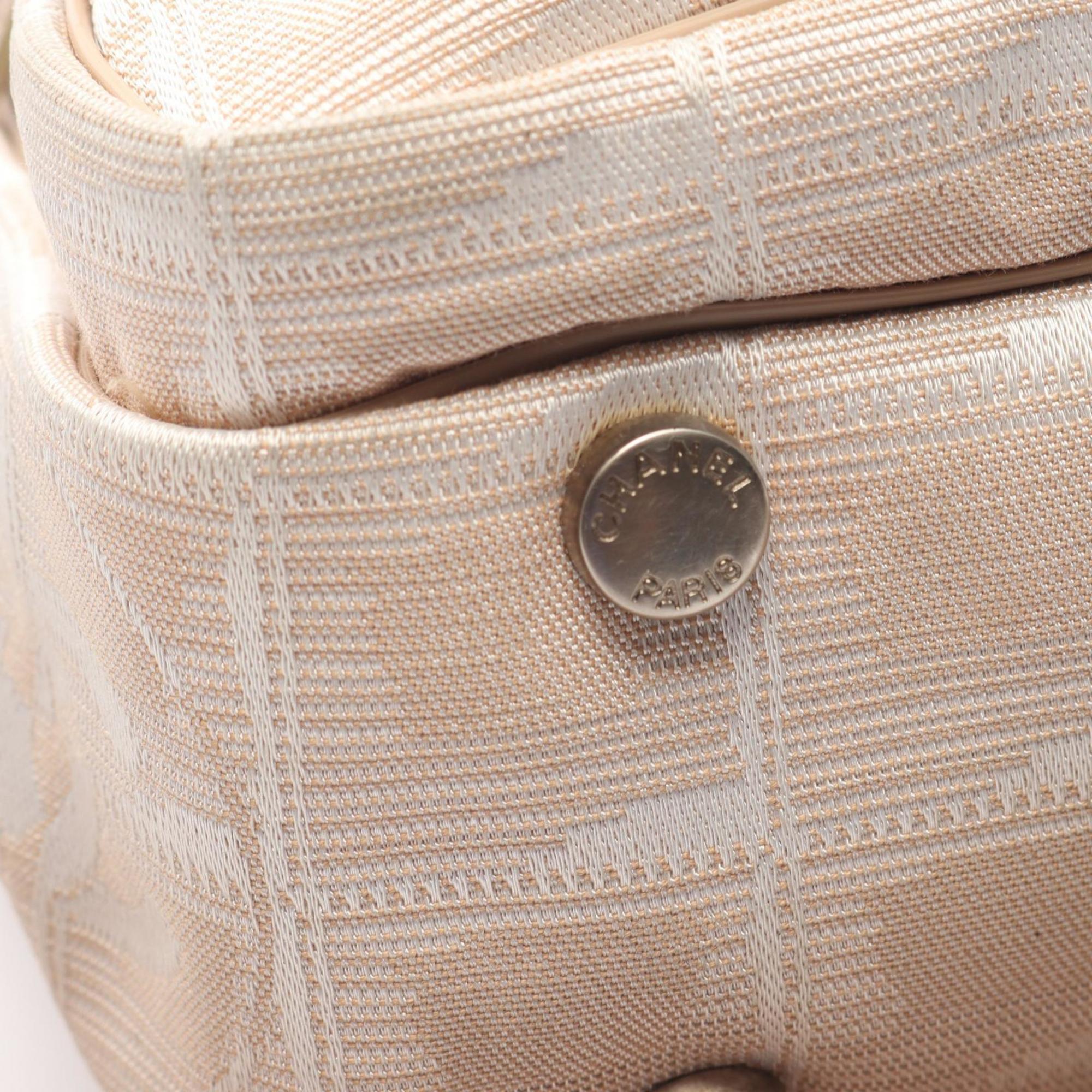 Chanel Beige Leather Nylon Canvas Handbag (Pre-Owned)